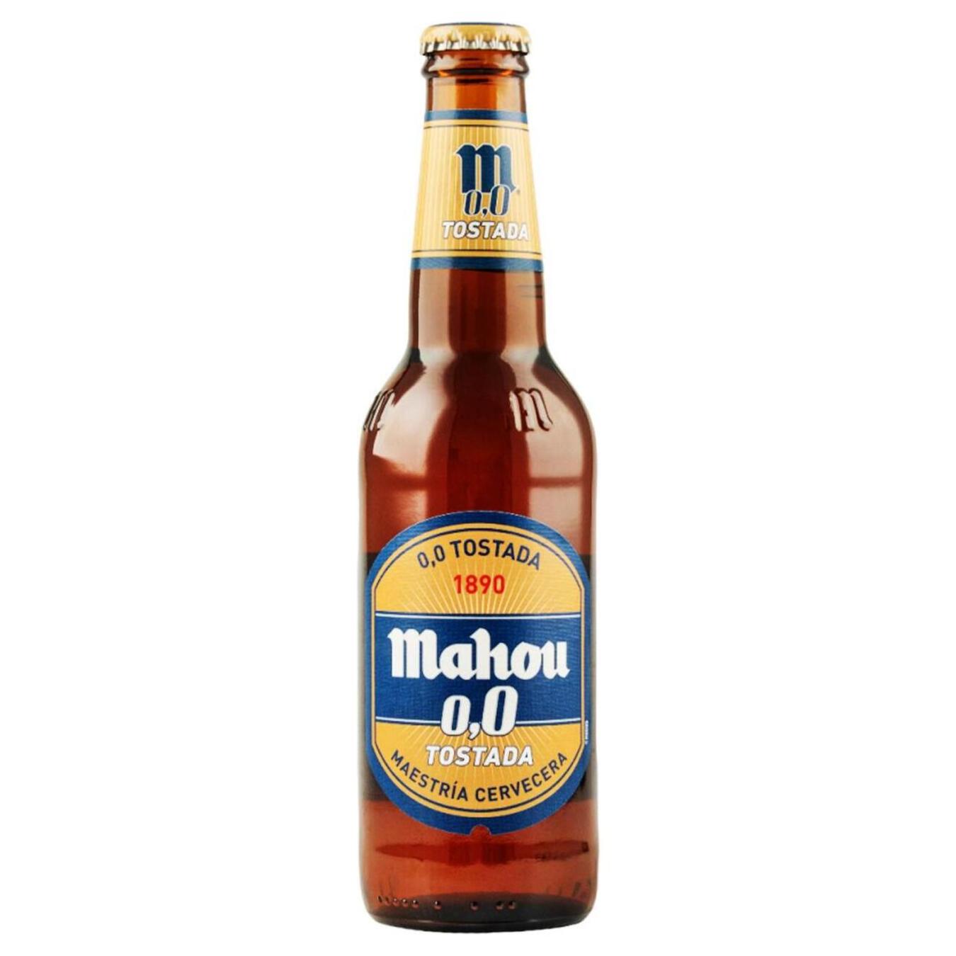 Пиво полутемное безалкогольное Mahou Tostada 0% 0,33л стекло
