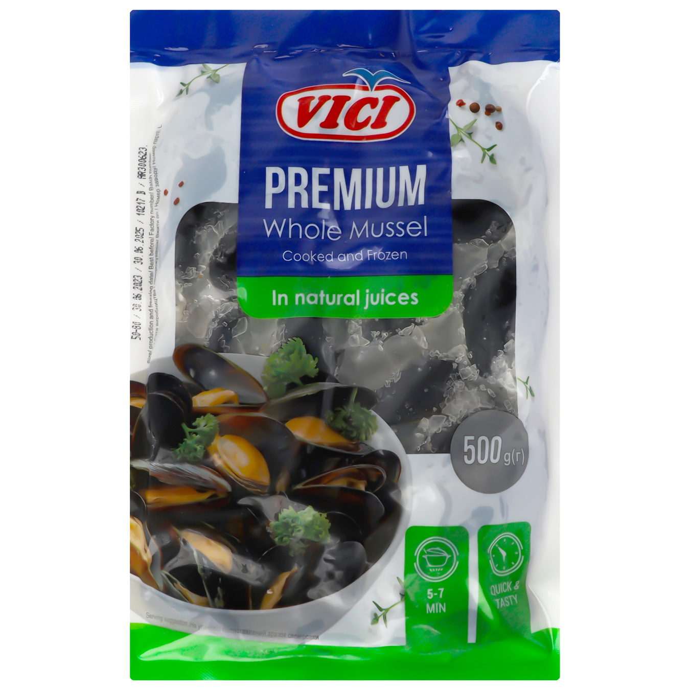 Vici mussels Prioritize in the shells in their own juice 500g