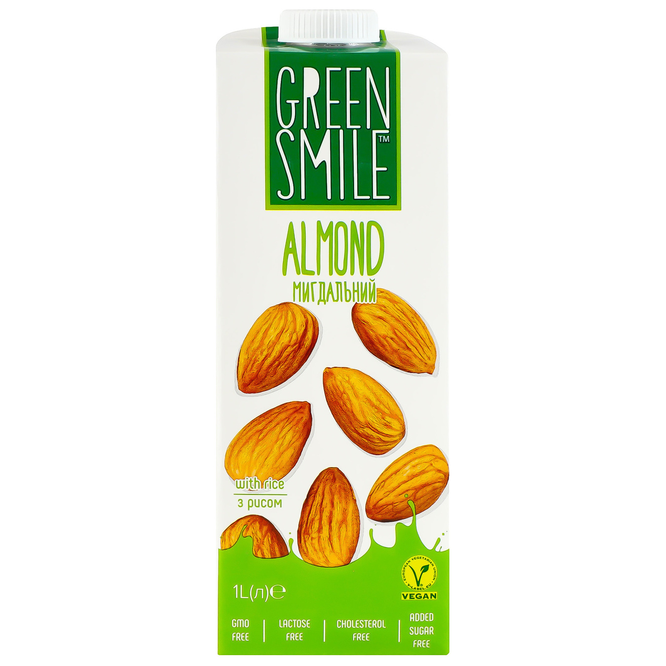 Напій рисово-мигдальний Green Smile Almond ультрапастеризований збагачений кальцієм 1.5% 1л