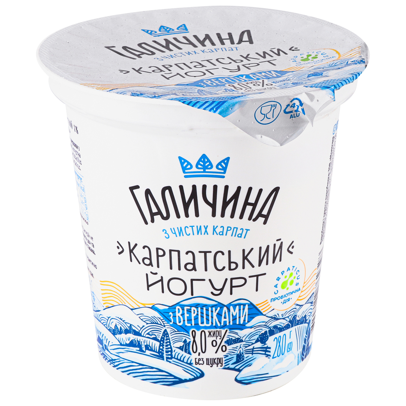 Halychyna dessert yogurt with cream glass 8% 280g 3