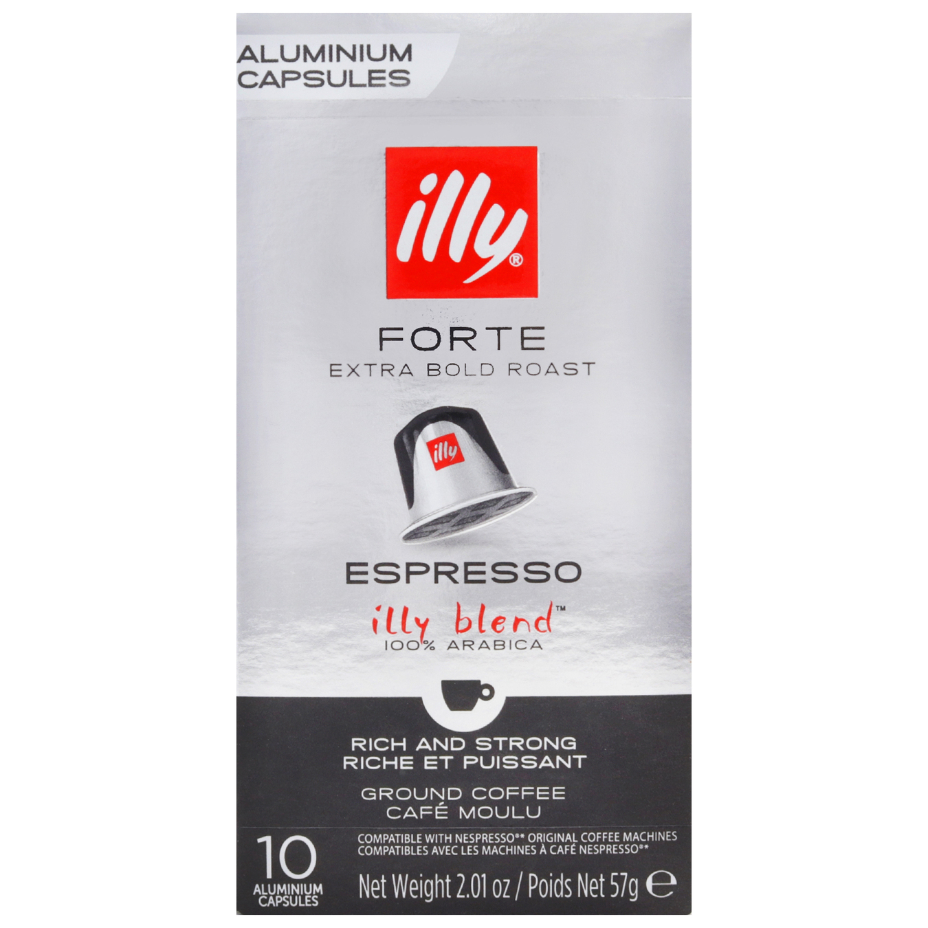 Illy Espresso Forte natural roasted ground coffee in capsules 10*57g