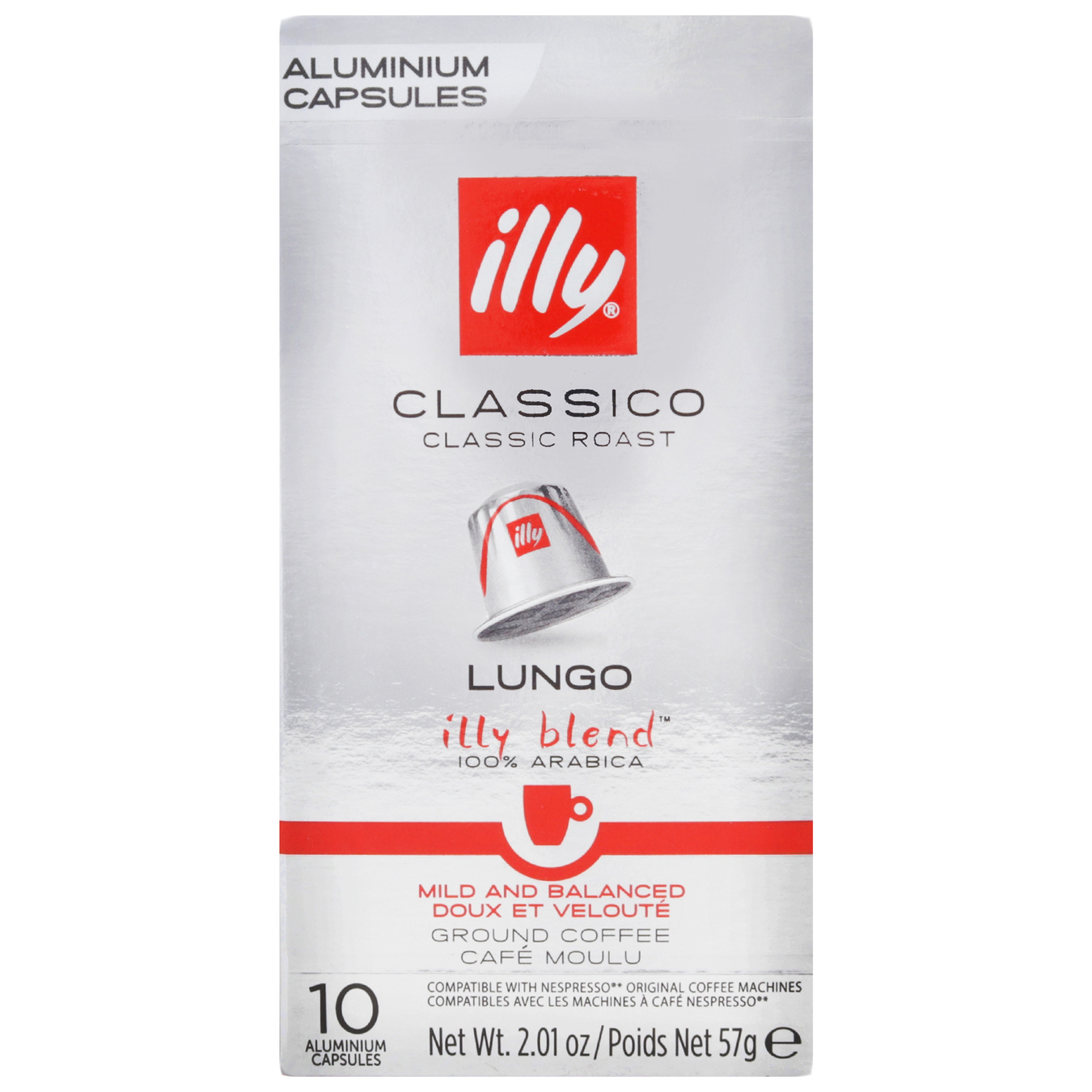 Illy Lungo Classico natural roasted ground coffee in capsules 10*57g