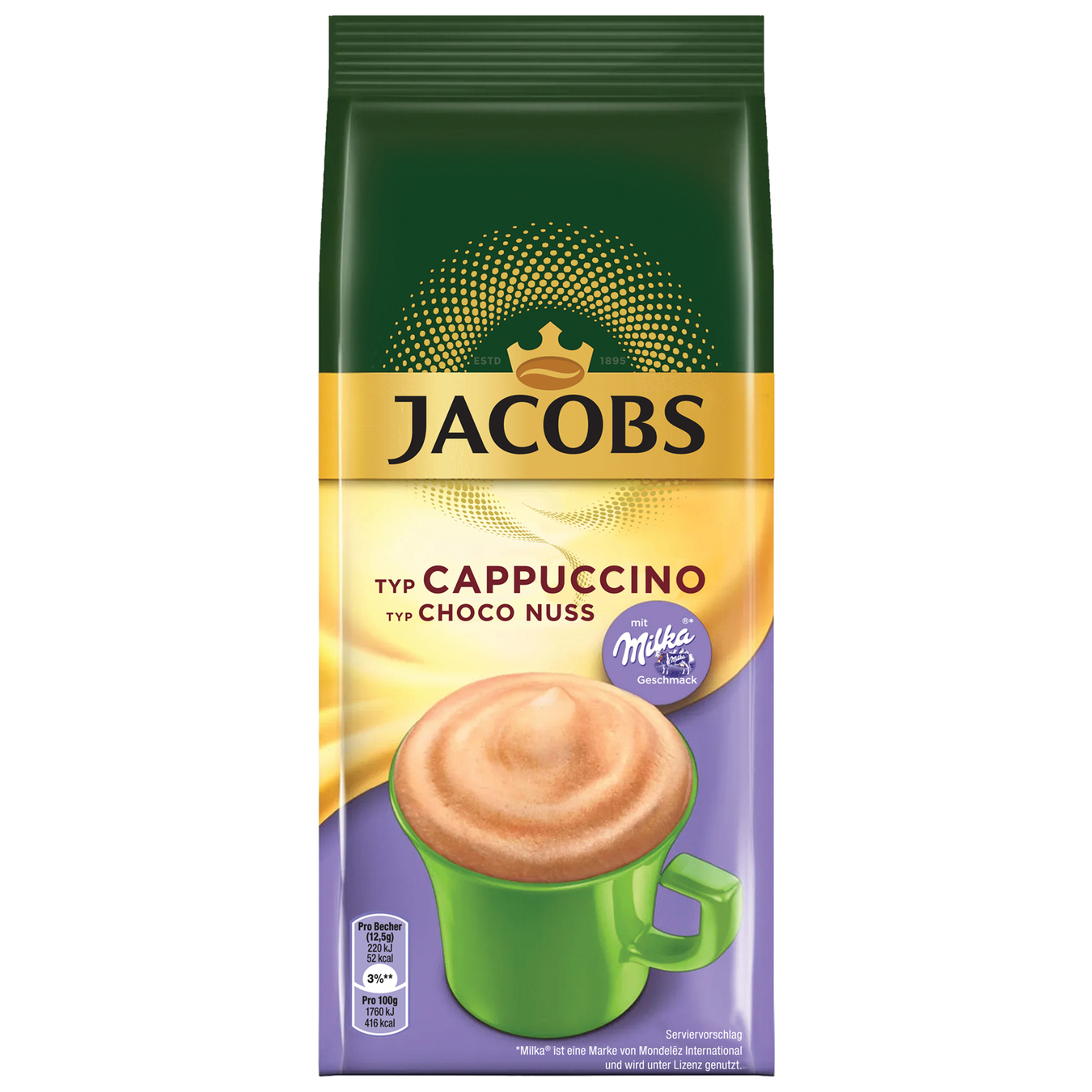 Instant coffee drink Jacobs Cappuccino with the taste of hazelnut and cocoa 500g