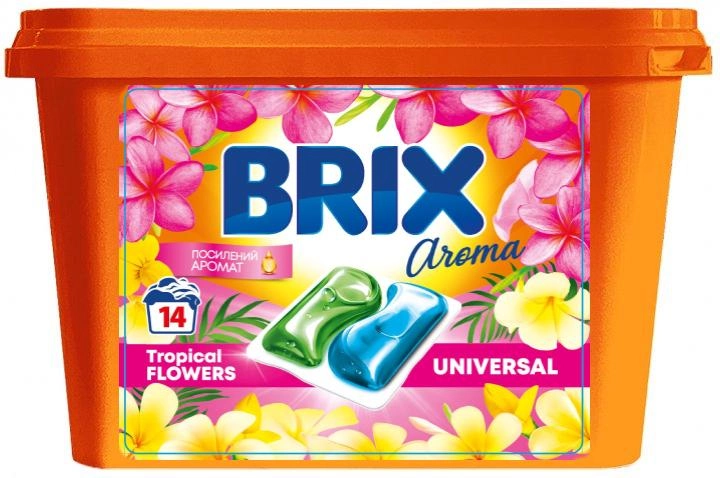 Капсули для прання Brix Aroma Universal Tropical Flowers 14шт