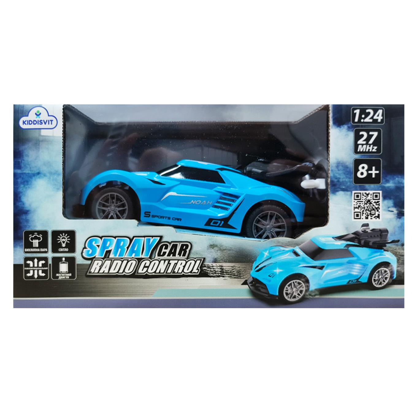 Автомобіль Sulong Toys spray car на рк sport блакитний,світло,вихлопна пара 1:24