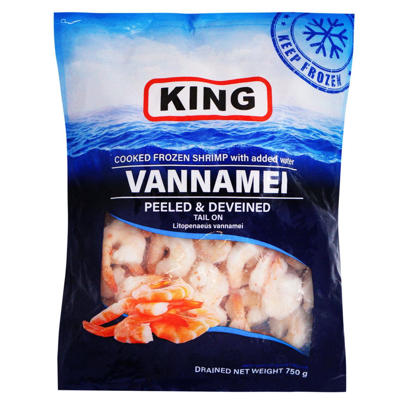 Peeled King shrimp with tail in glaze v/m 31/40 25% 750g