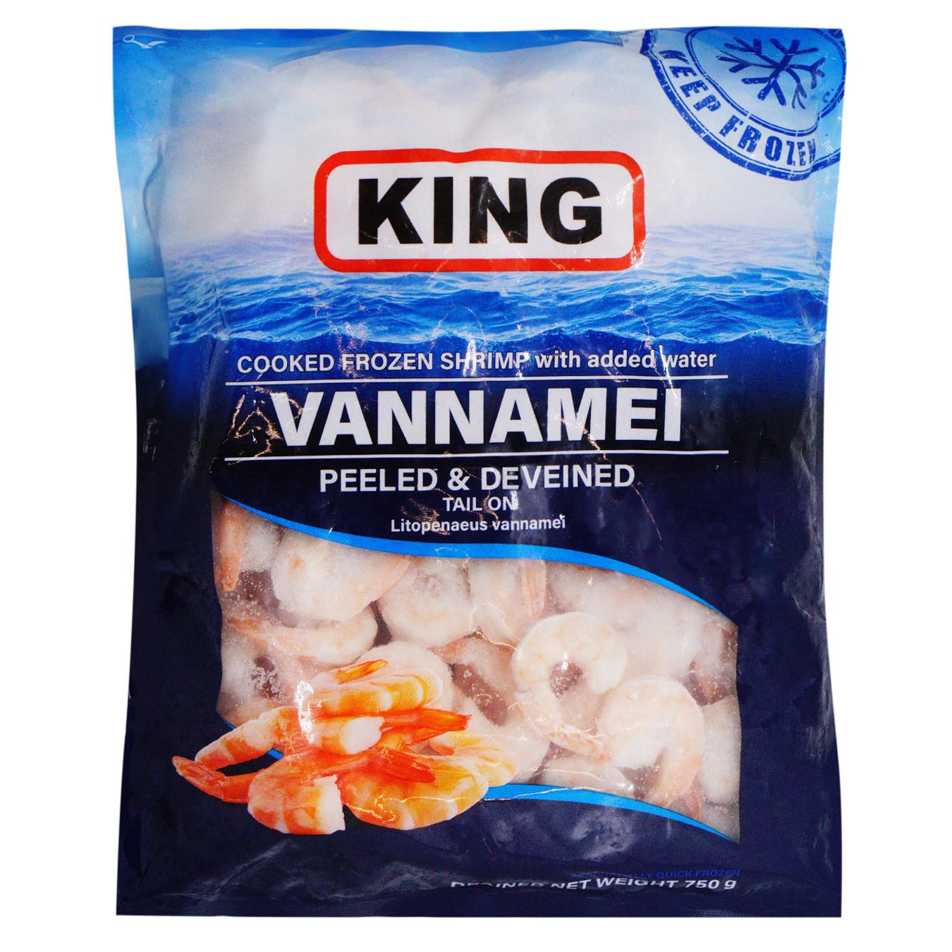 Peeled King shrimp with tail in glaze v/m 41/50 25% 750g