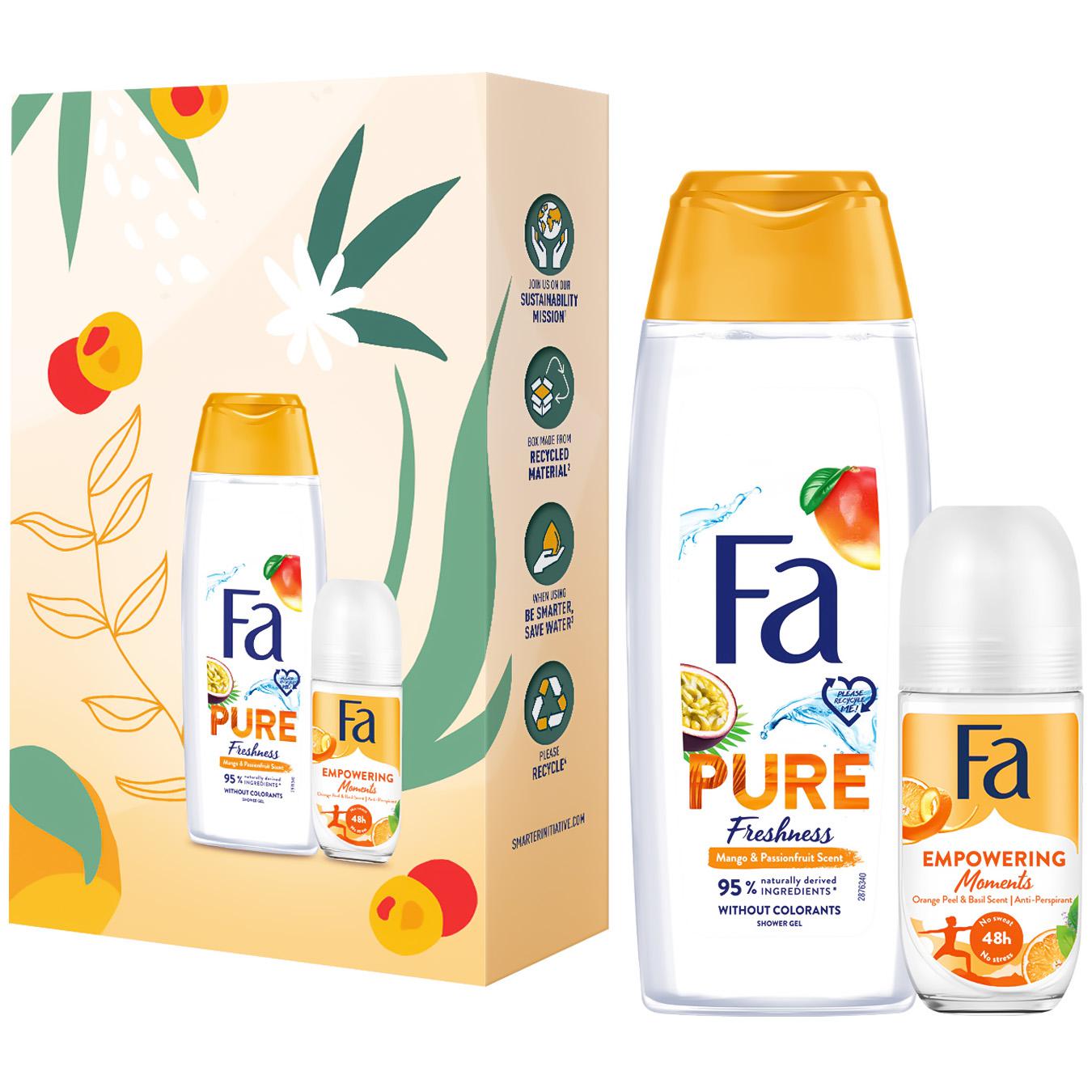 A set of Fa Pure freshness shower gel and roll-on antiperspirant