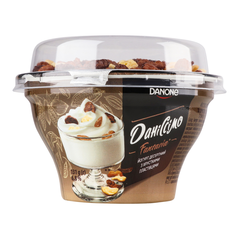 Dessert yogurt Danissimo Fantasia glass crispy flakes glazed 6.8% 131g