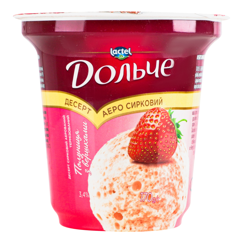 Dolce aerated dessert with filling strawberries with cream 3.4% 170g
