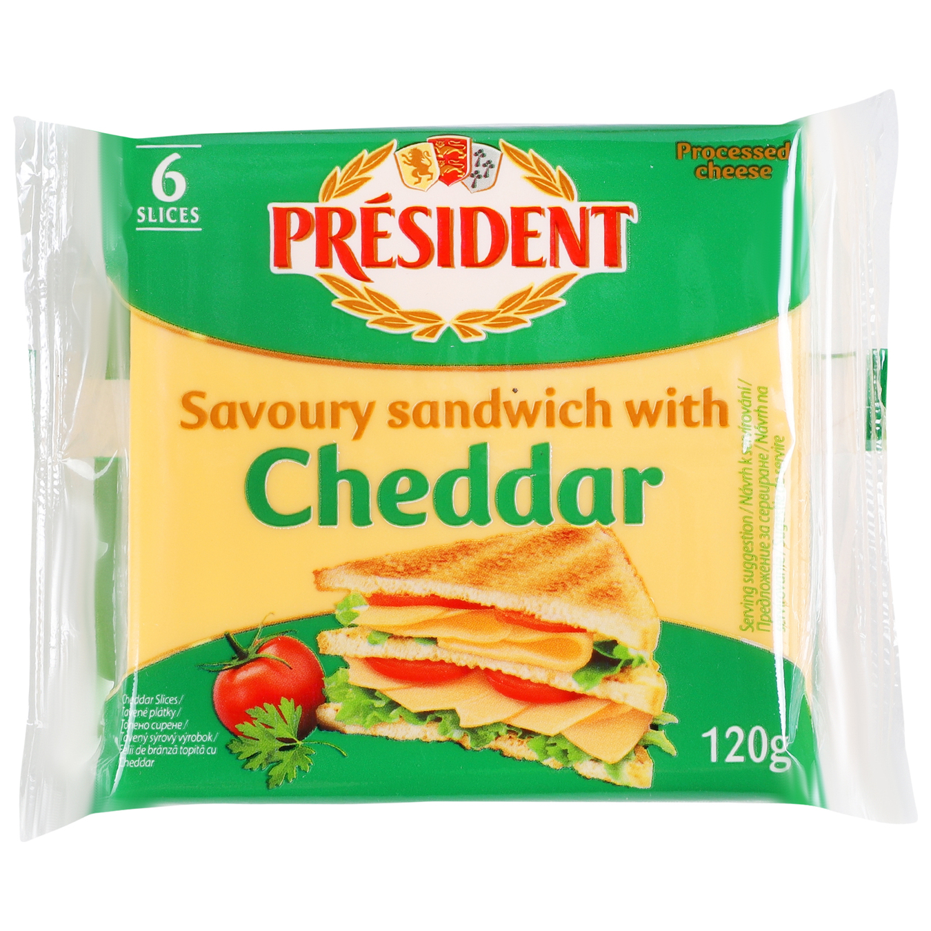 Сир President Cheddar плавлений для тостів 40% 120г