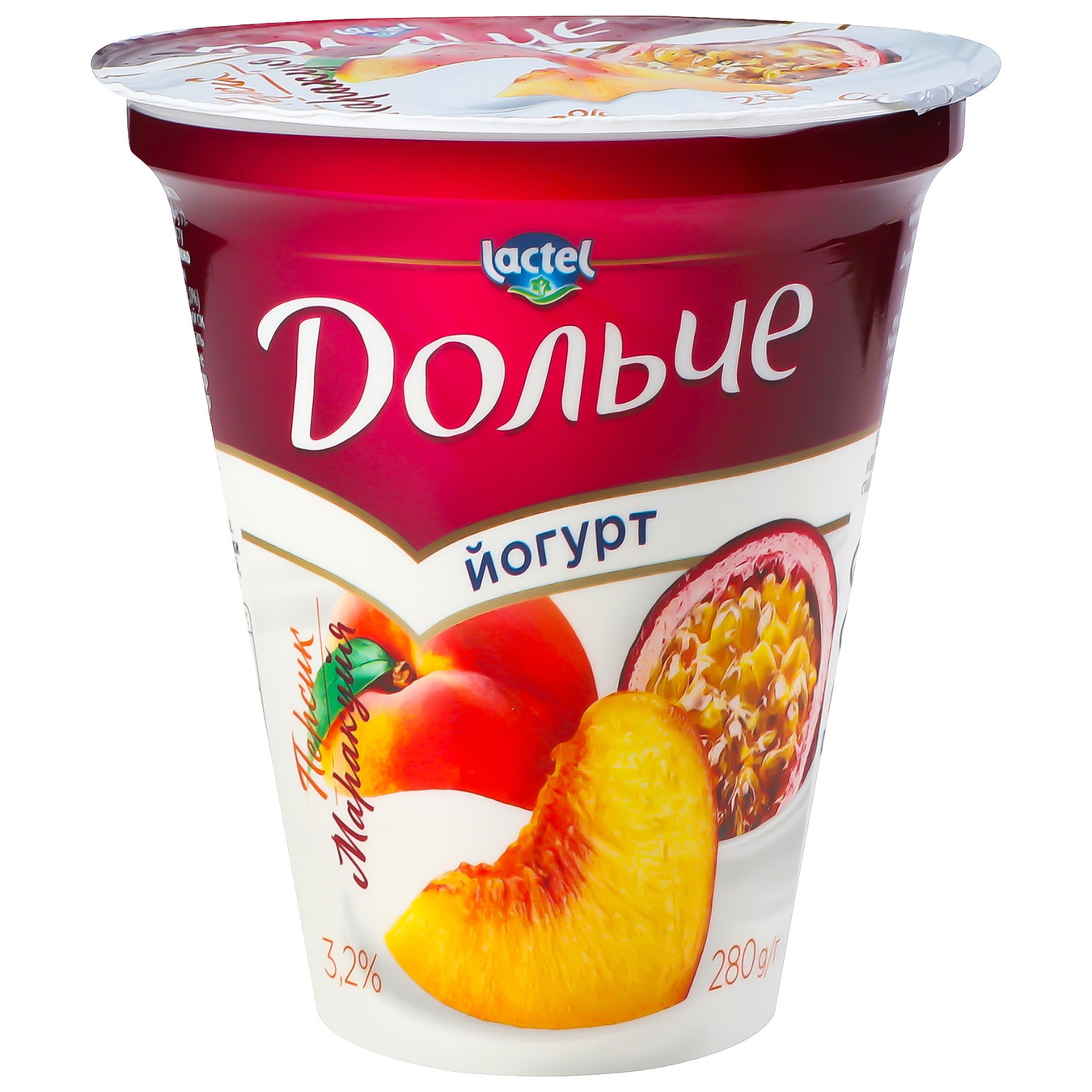 Lactel Dolce Peach Passion Fruit Flavored Yogurt 0,032 280g 6