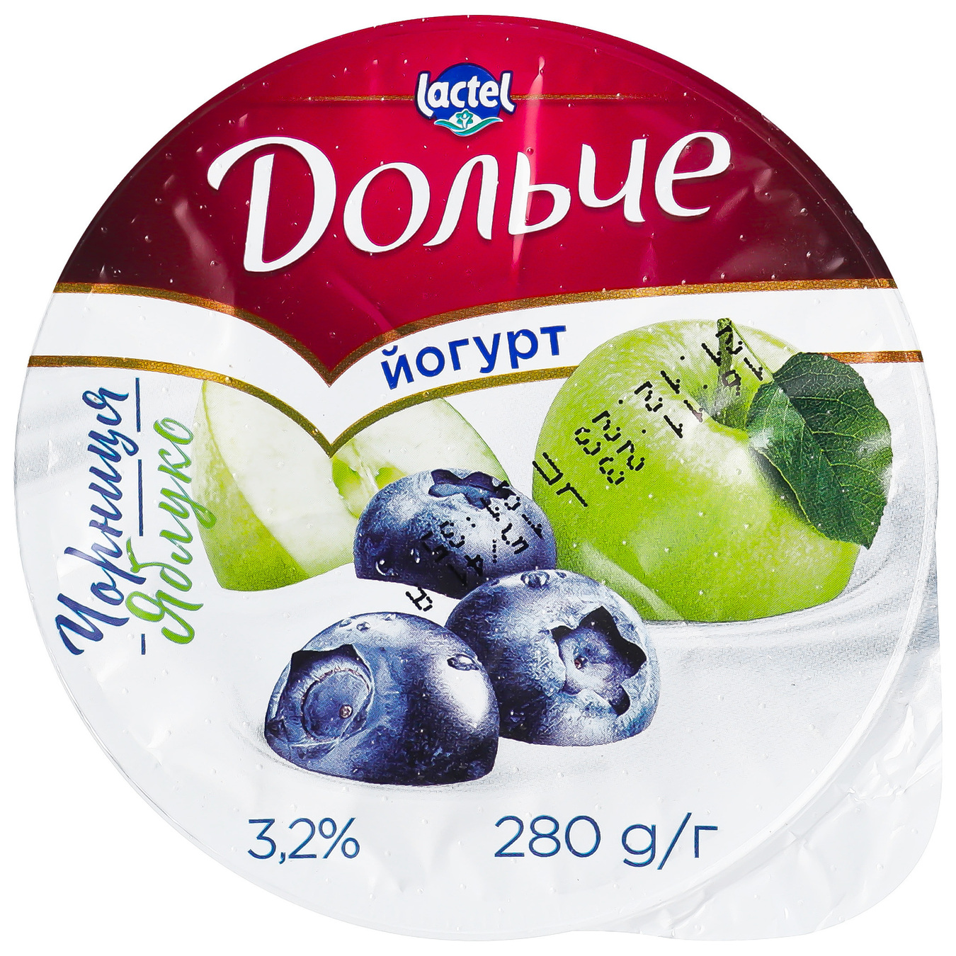Йогурт Дольче с наполнителем черника-яблоко 3,2% 280г 3