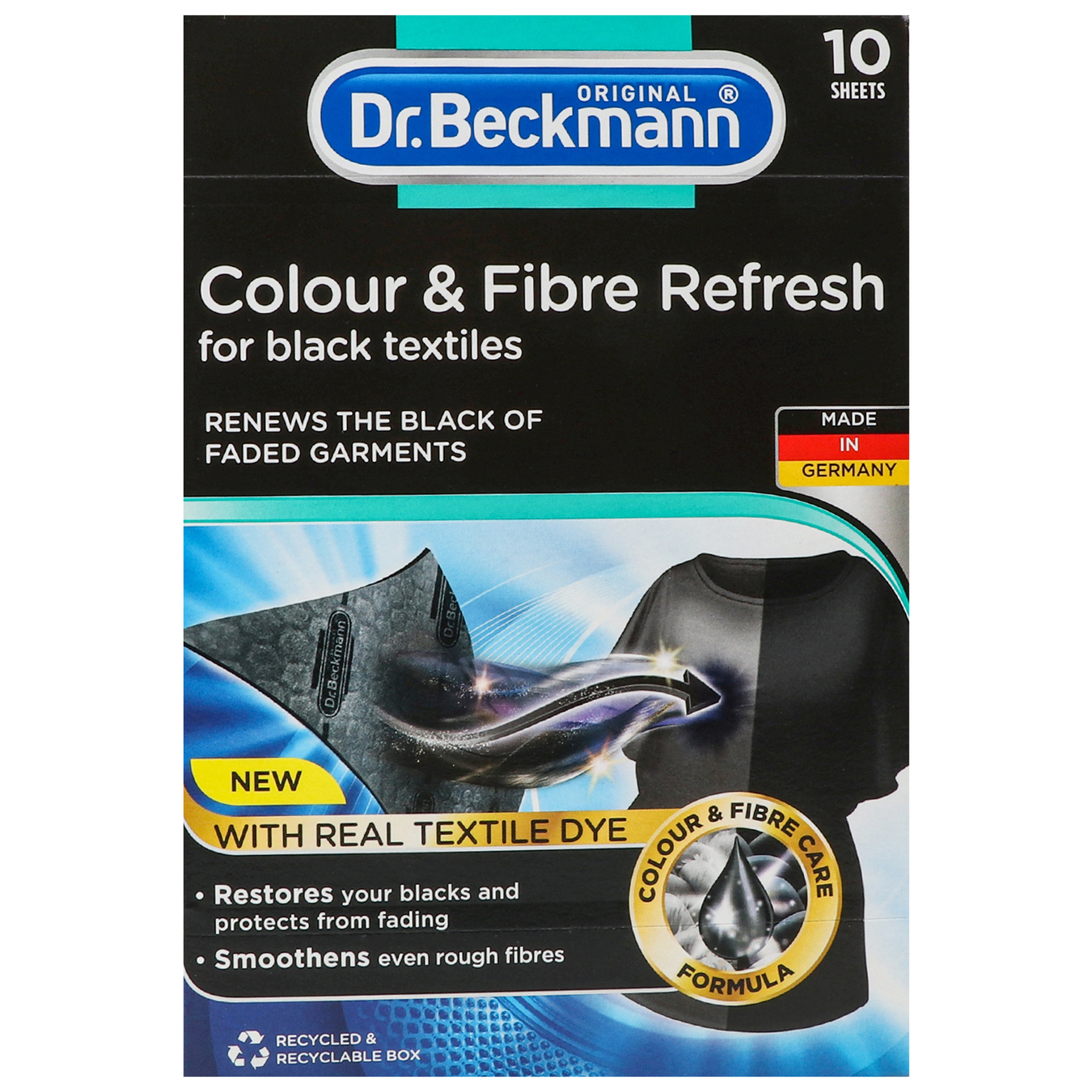 Салфетки Dr.Beckmann для стирки обновления черного цвета и ткани 10шт