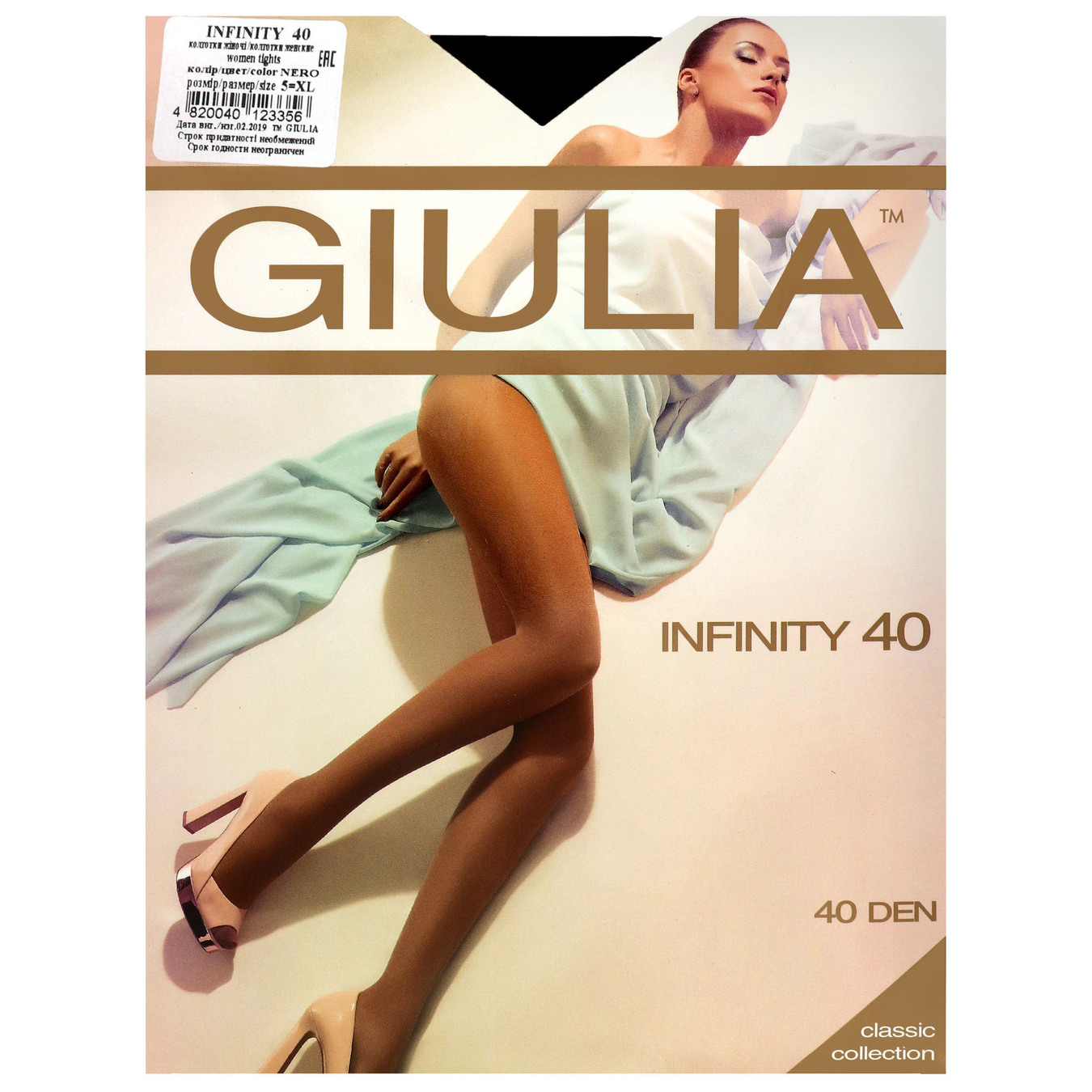 Women's pantyhose Giulia Infiniti 40 den nero size 5XL