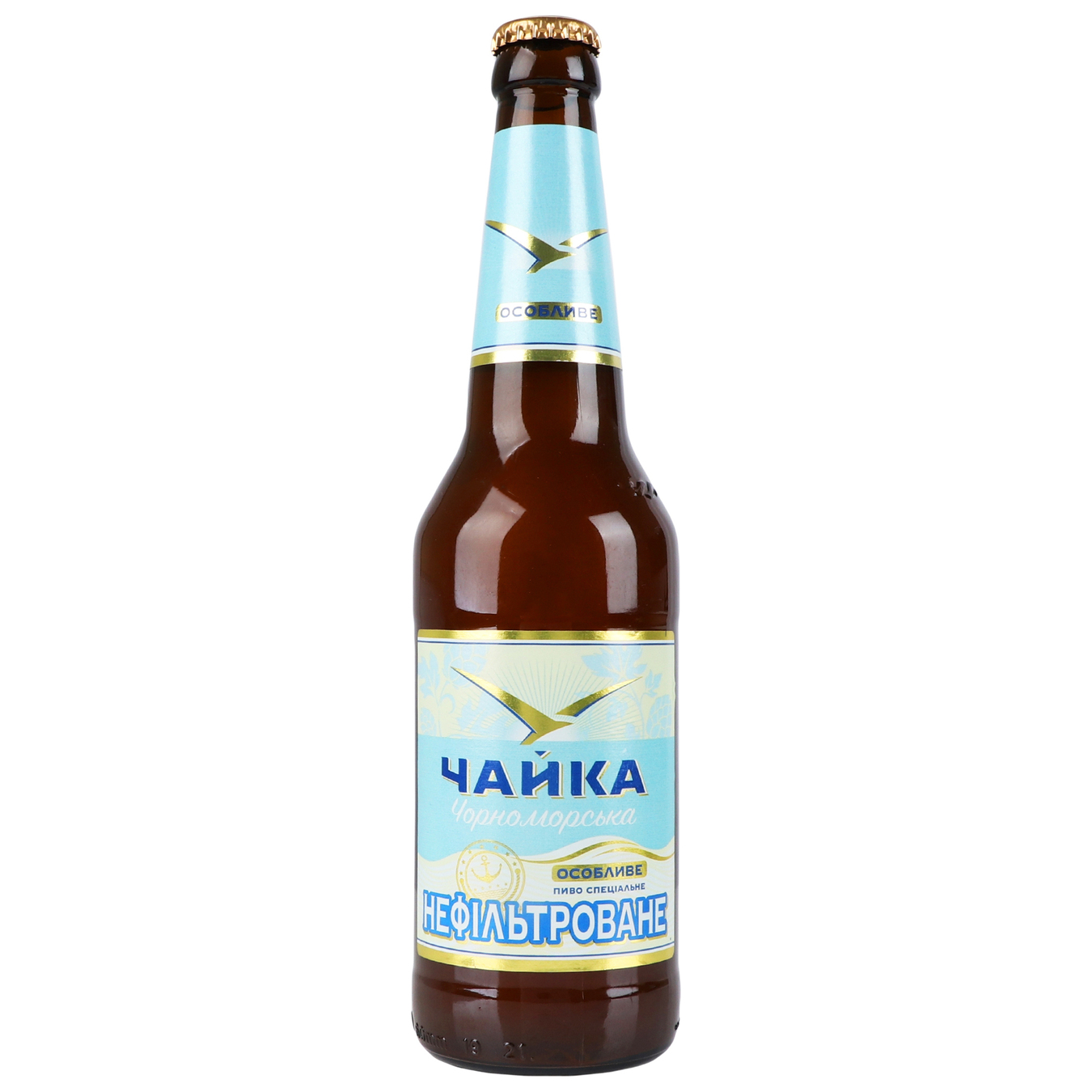 Light unfiltered beer Chaika Chornomorska 4.8% 0.5 glass