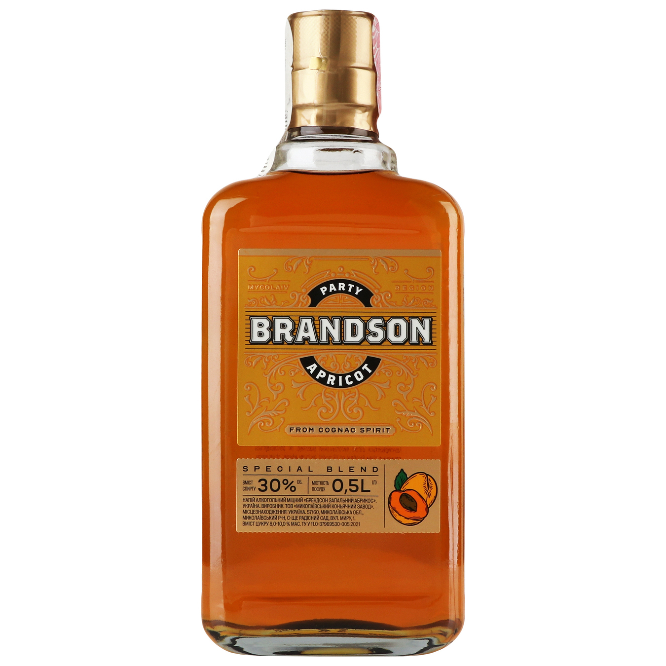 Напиток алкогольный Brandson Воспалительный Абрикос 30% 0,5л