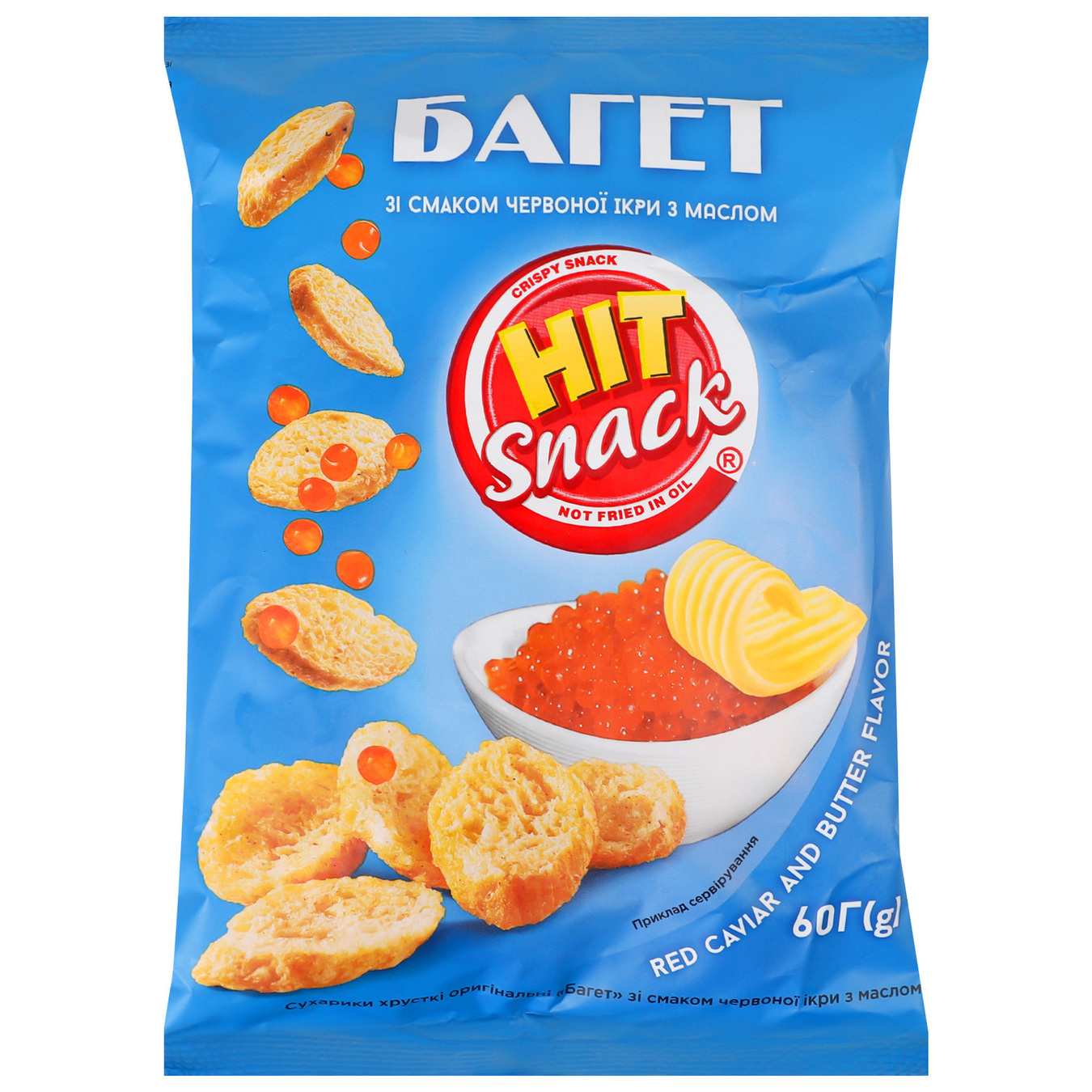 Baguette Hit snack with red caviar and butter 60g