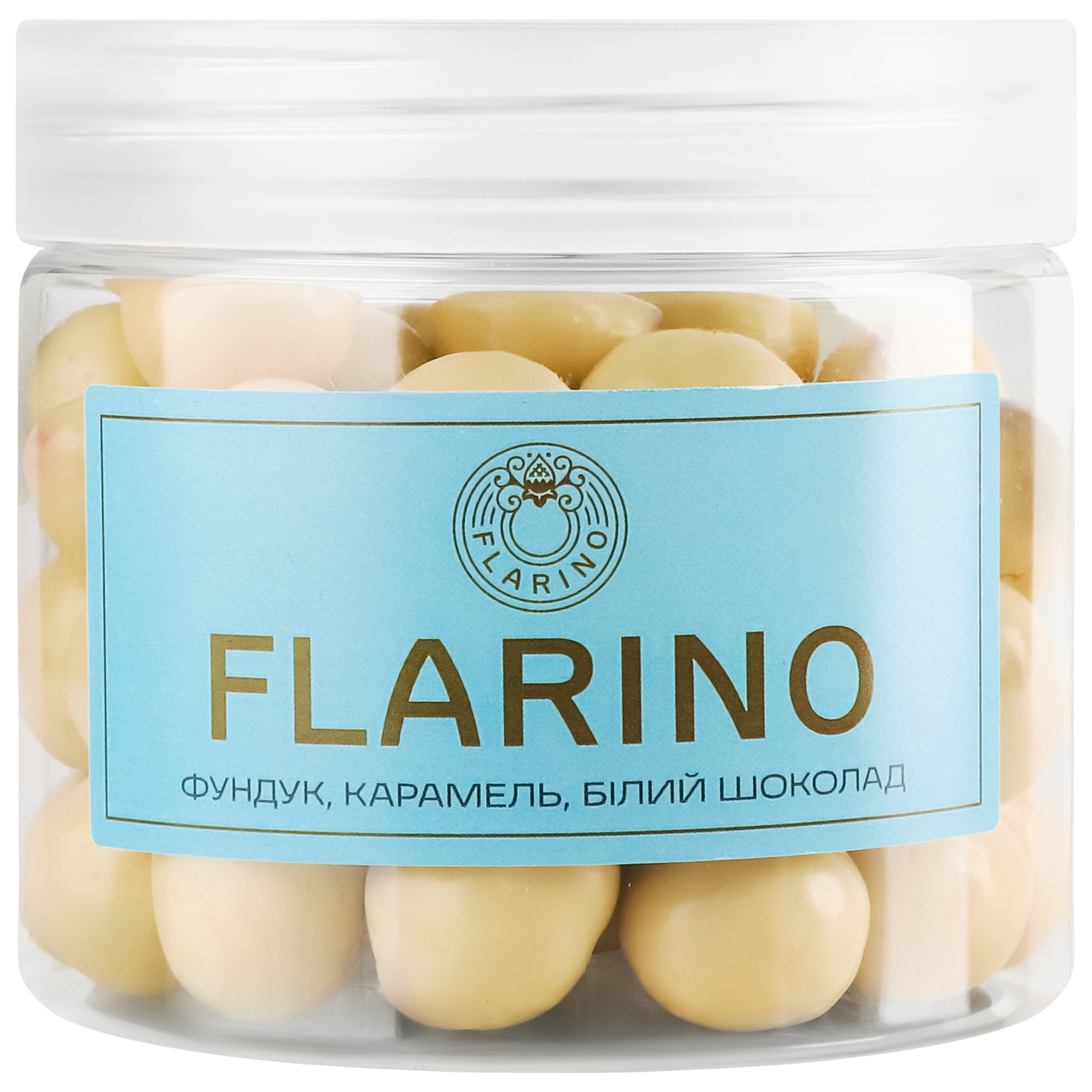 Фундук Flarino в карамеле покрыт белым шоколадом 180г.