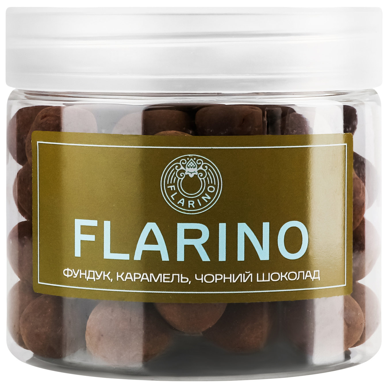 Фундук Flarino в карамеле покрыт черным шоколадом 180г.