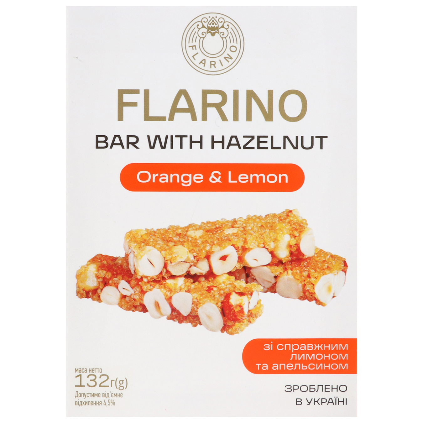 Flarino bars with hazelnut, lemon and orange 132g