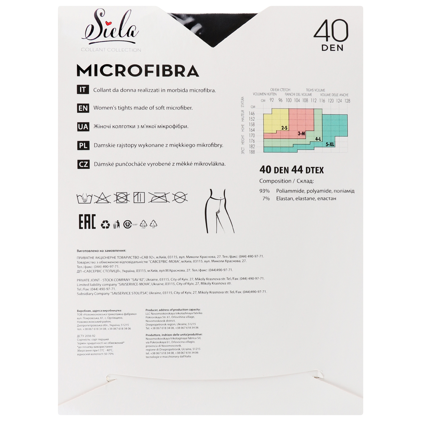 Women's tights Siela Microfibra 40 den nero size 4 2