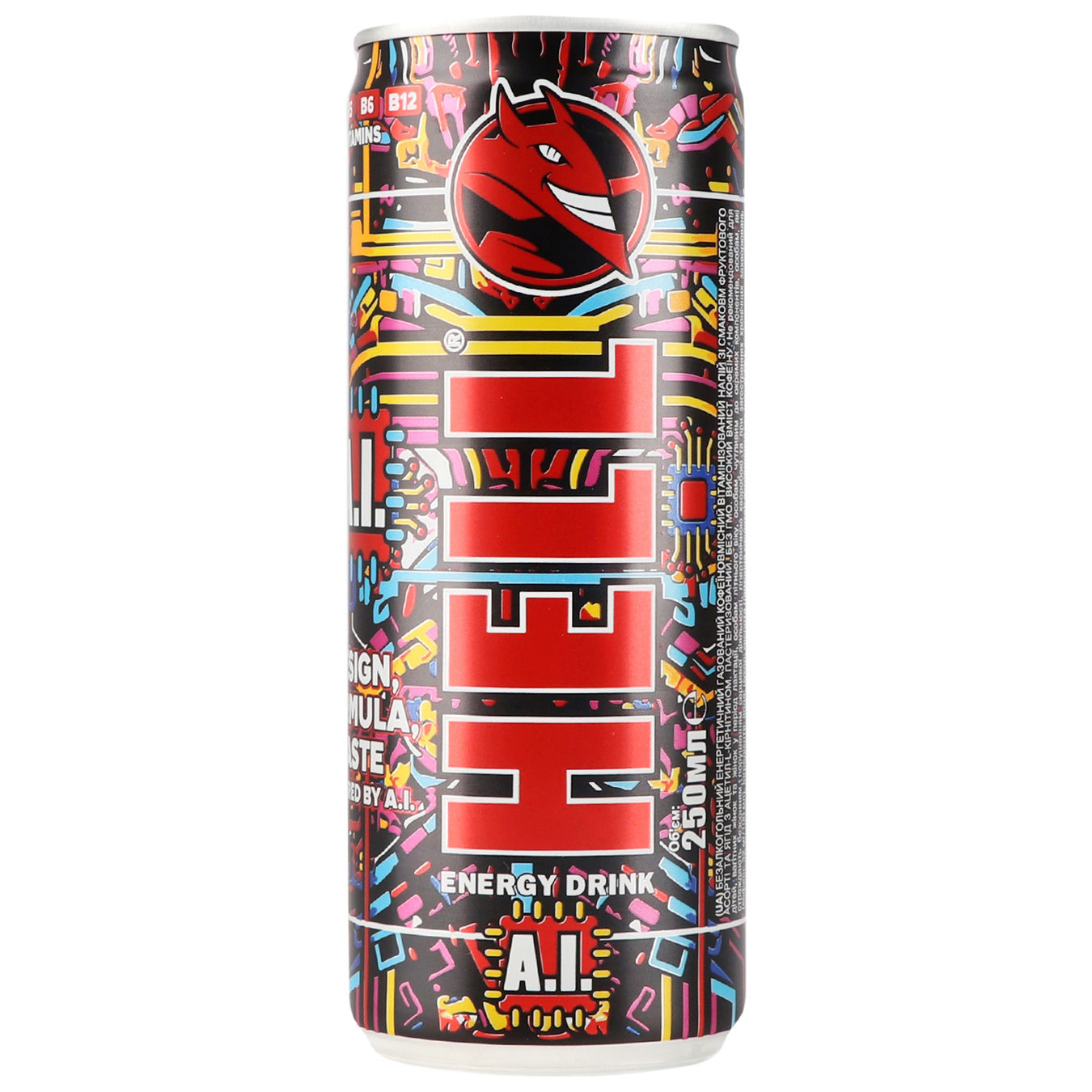 Carbonated energy drink HELL A.I. 0.25 l iron can