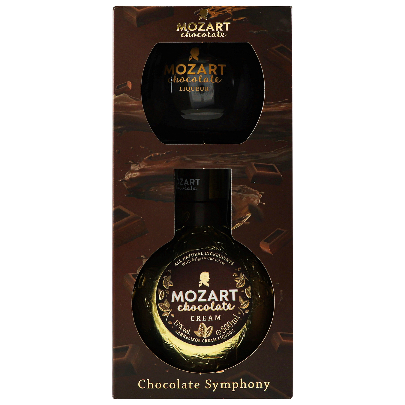 Лікер Mozart Chocolate Cream Gold 17% 0,5л + стакан