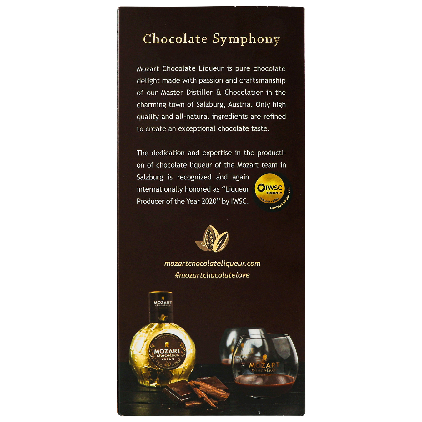 Liqueur Mozart Chocolate Cream Gold 17% 0.5 l + glass 2