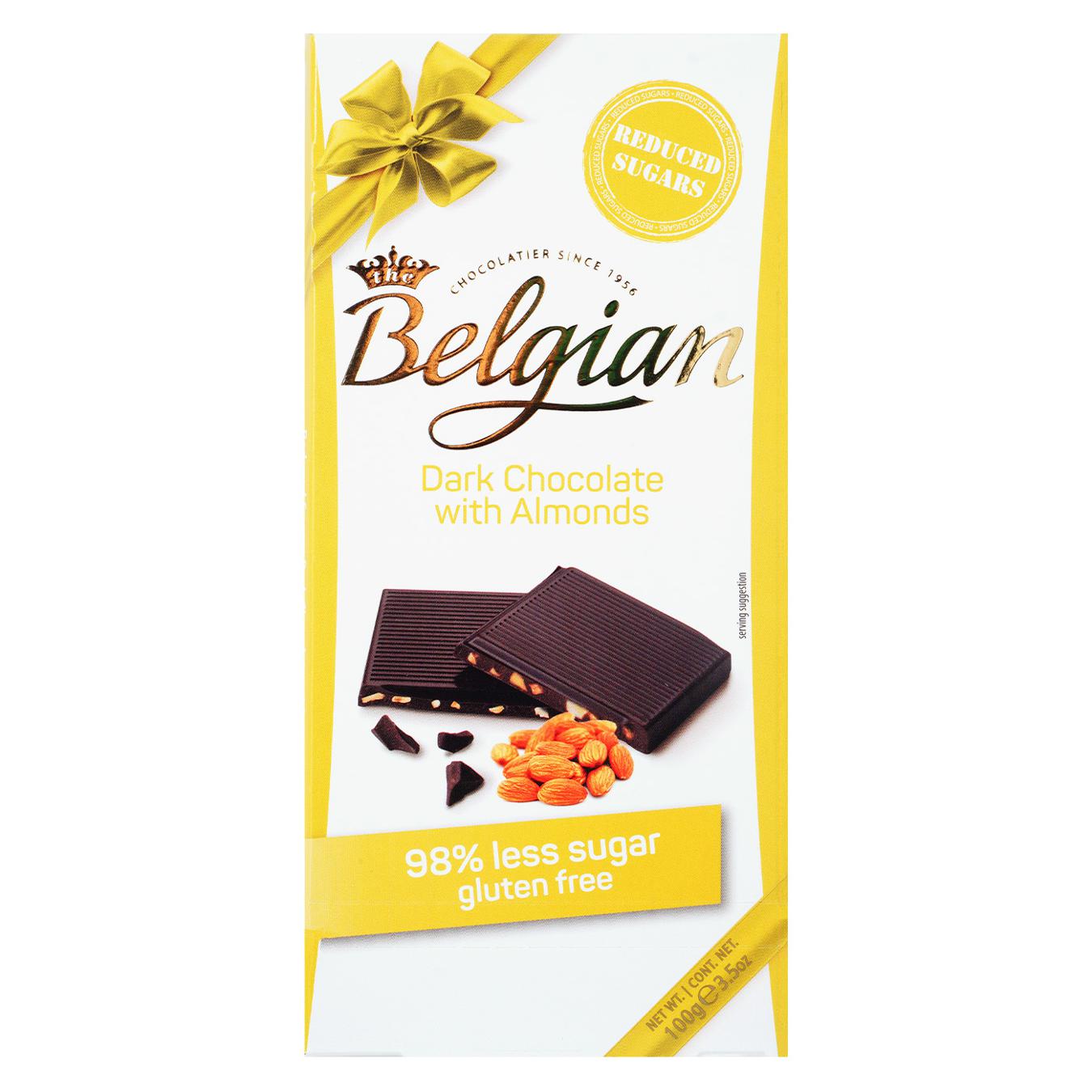 Шоколад черный Belgian с миндалем без сахара 100г
