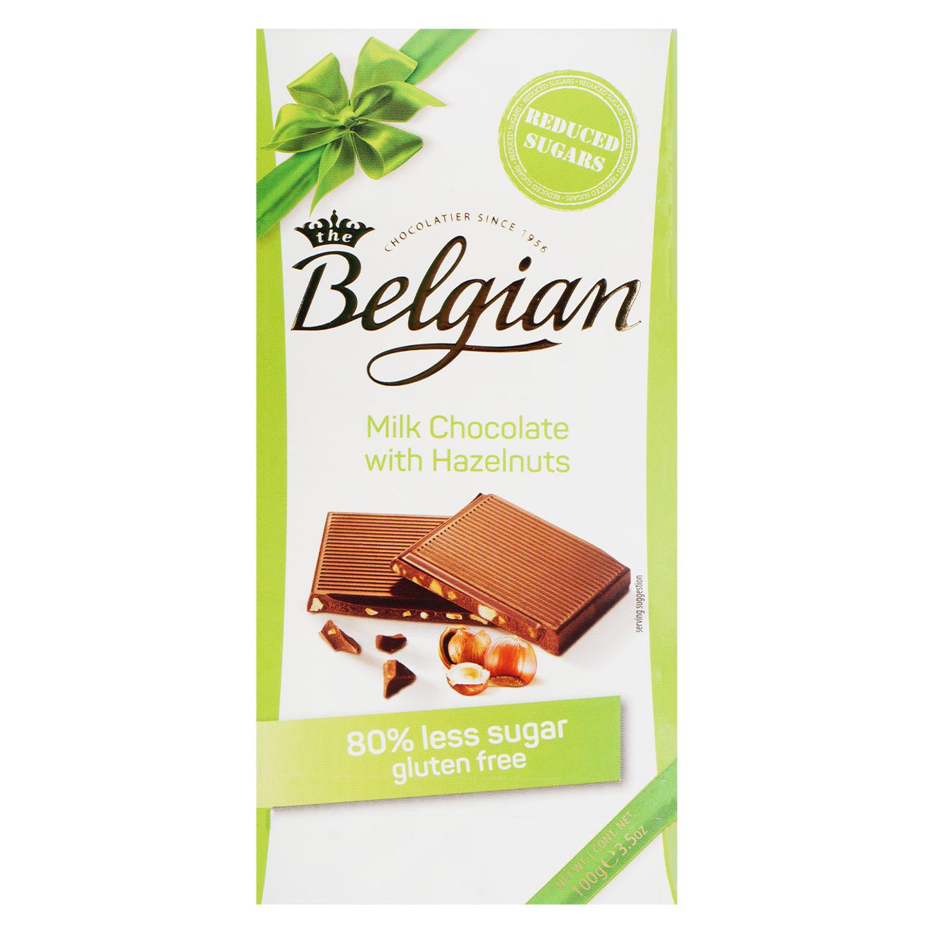 Шоколад Belgian молочный с орехом без сахара 100г