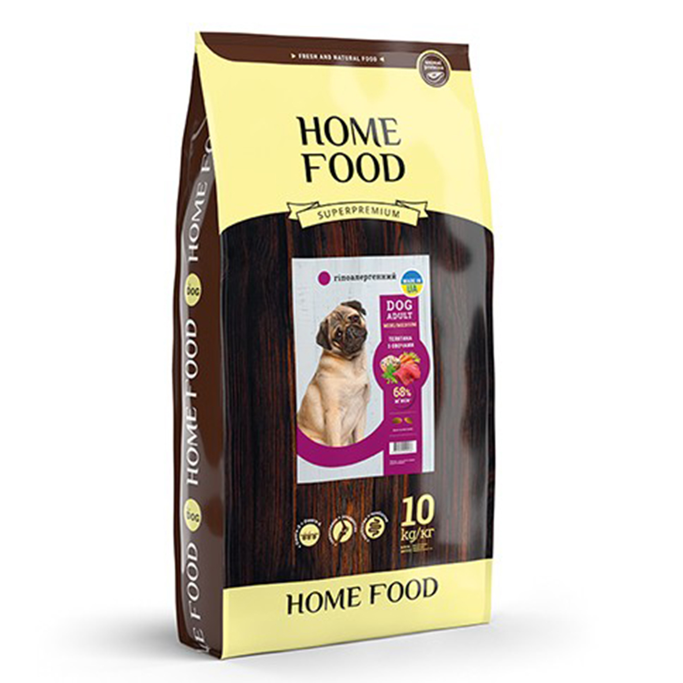 Home Food for dogs of small and medium breeds hypoallergenic dry Veal with vegetables 10 kg