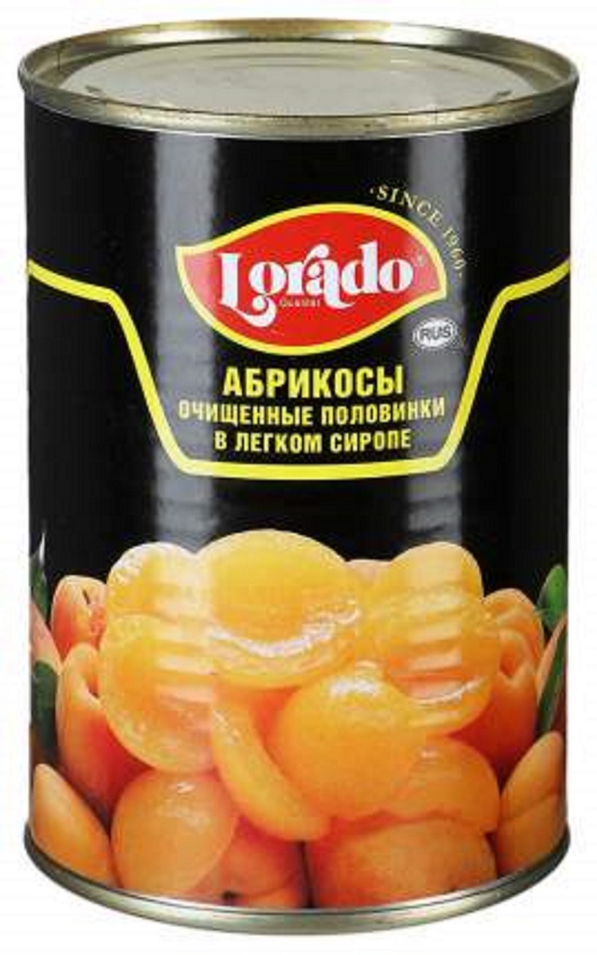 Lorado apricots, peeled, preserved in syrup, 425 ml