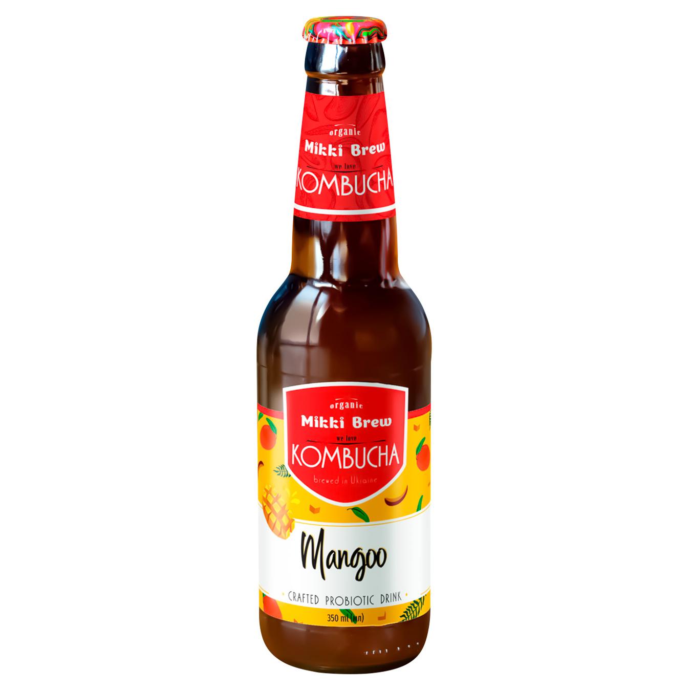 Mikki Brew MANGOO kombucha drink, non-alcoholic slightly carbonated 350 ml glass