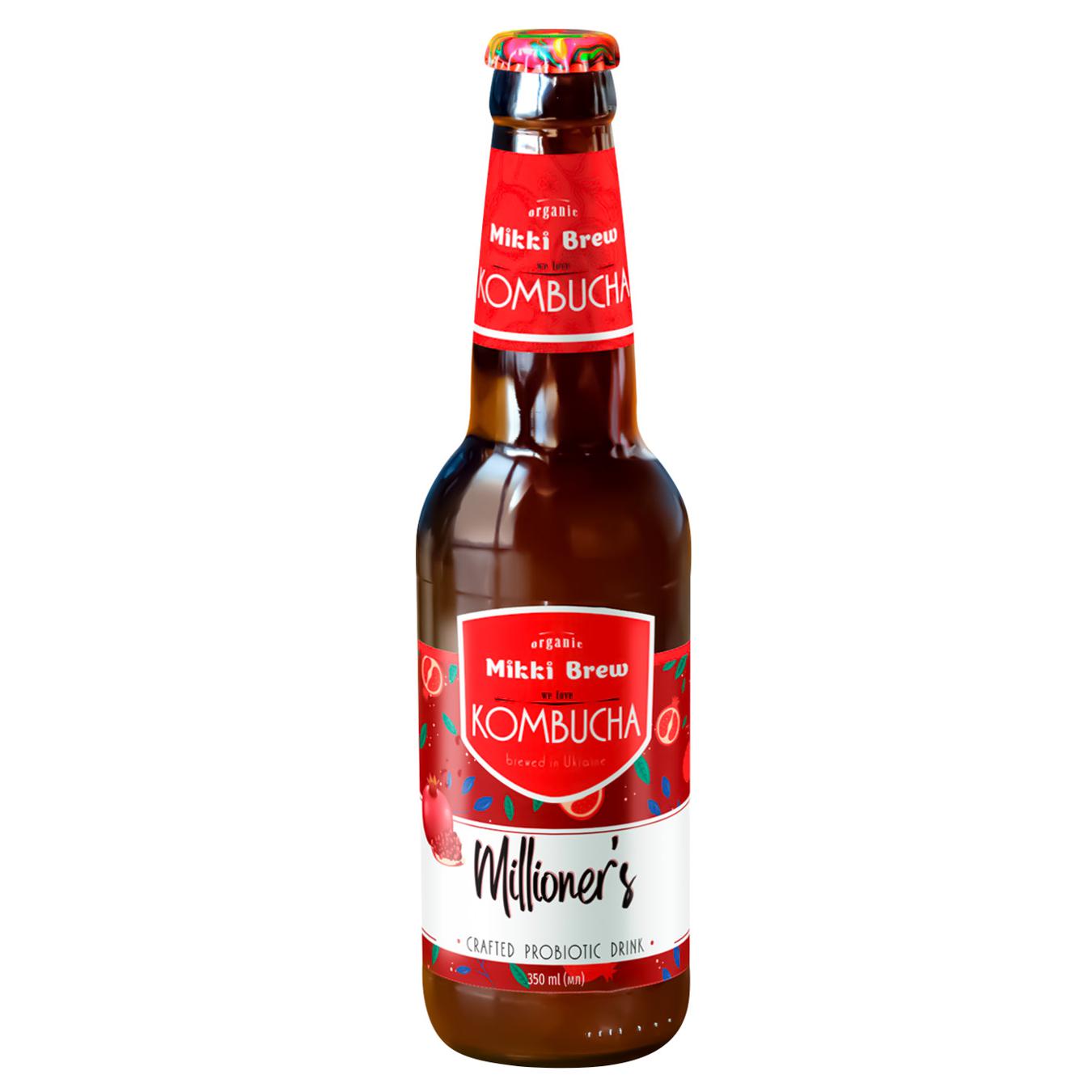 Mikki Brew Millioner's kombucha drink, non-alcoholic slightly carbonated 350 ml glass