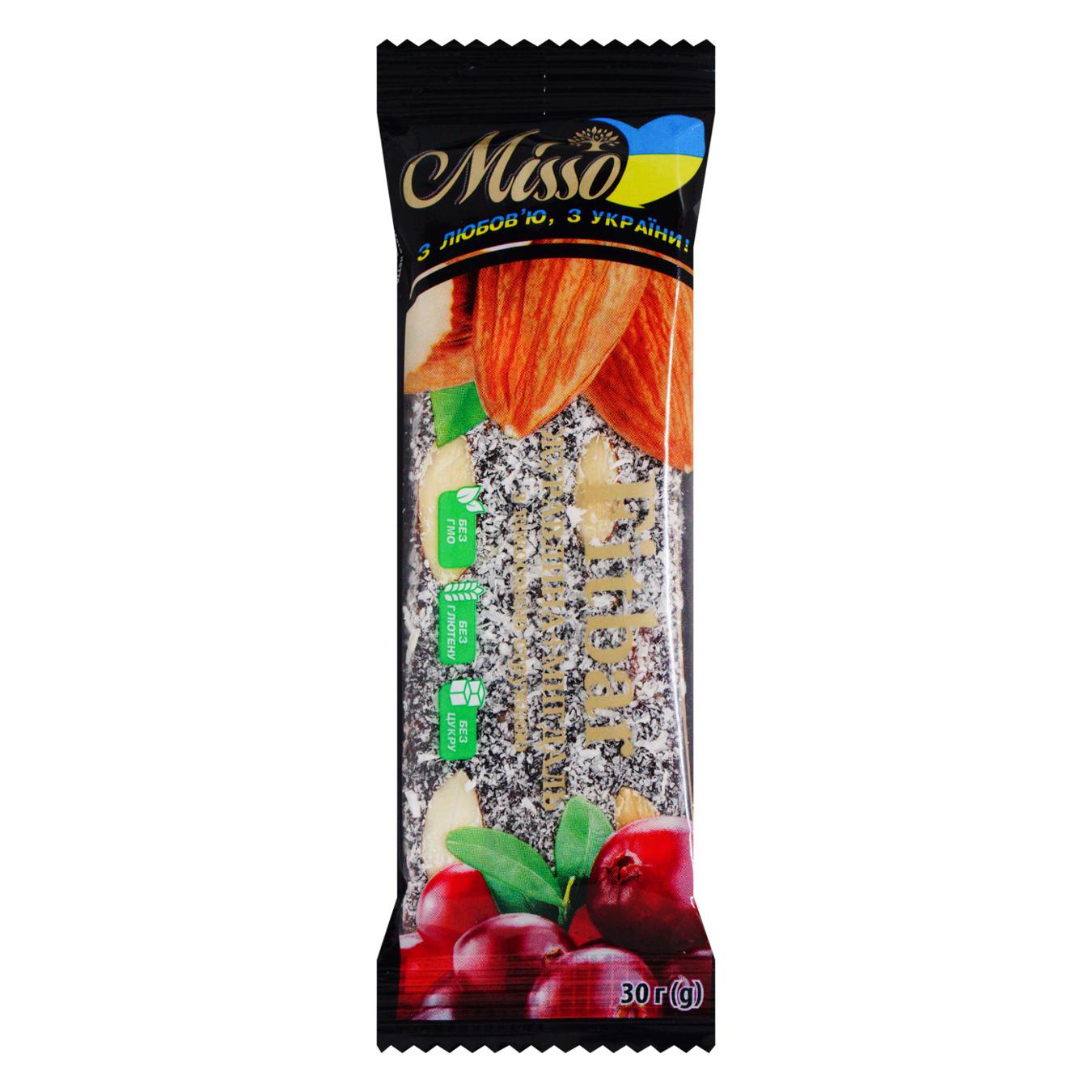 Bar Misso fitbar mixture of pressed dried fruits cranberry+almond 30g