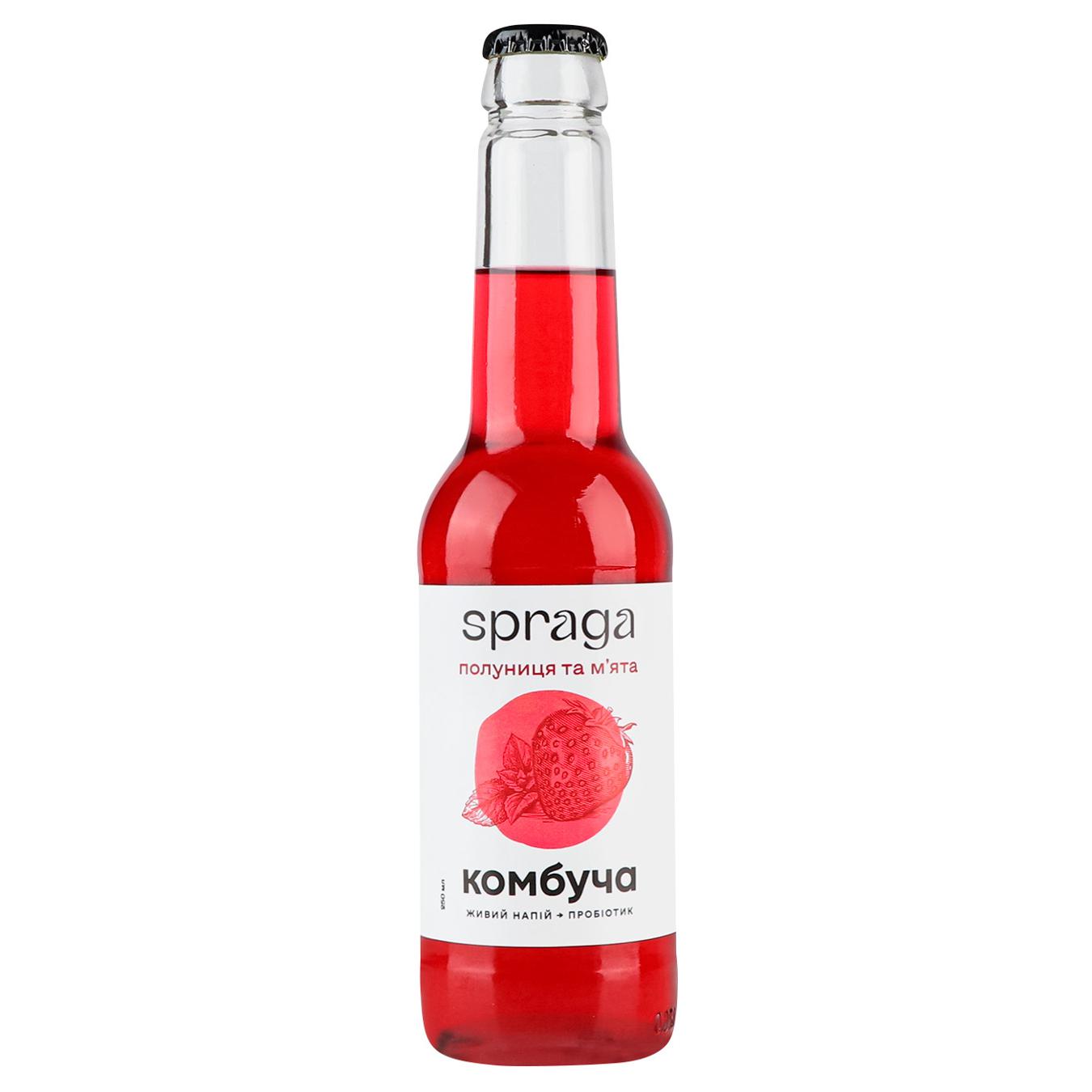 Soft drink SPRAGA kombucha strawberry and mint 0.25l glass