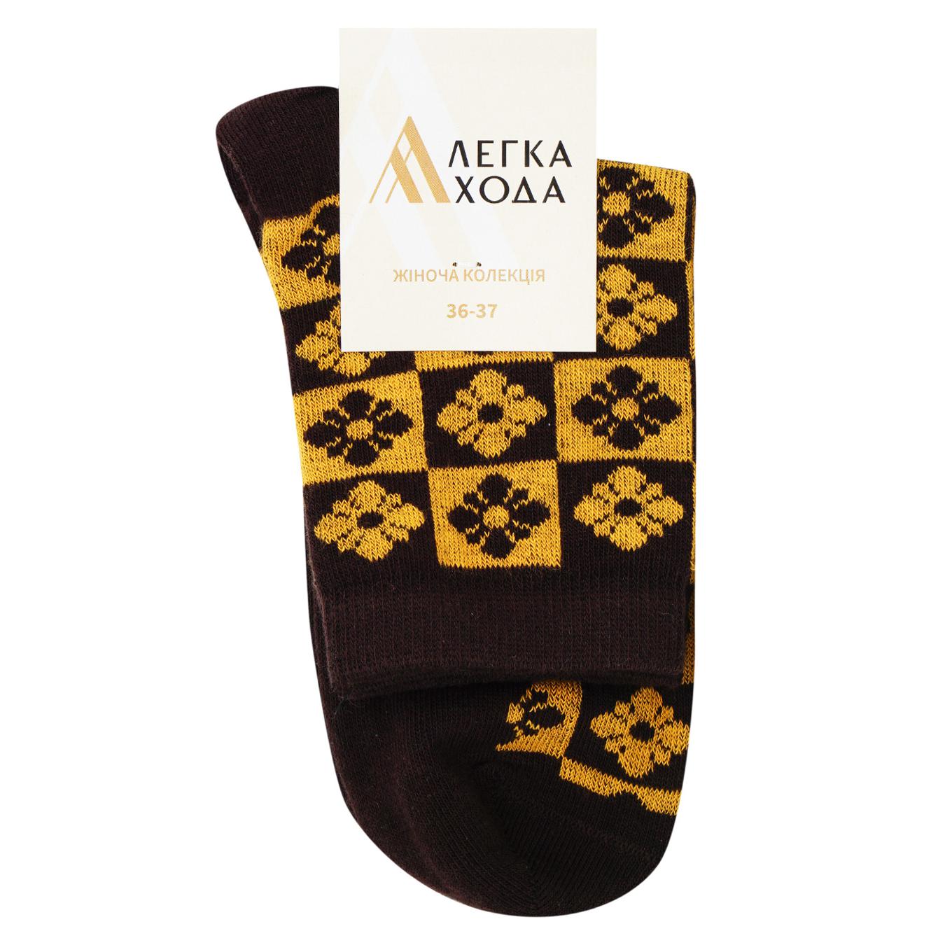 Шкарпетки жіночі Легка Хода коричневий-гірчичний розмір 23