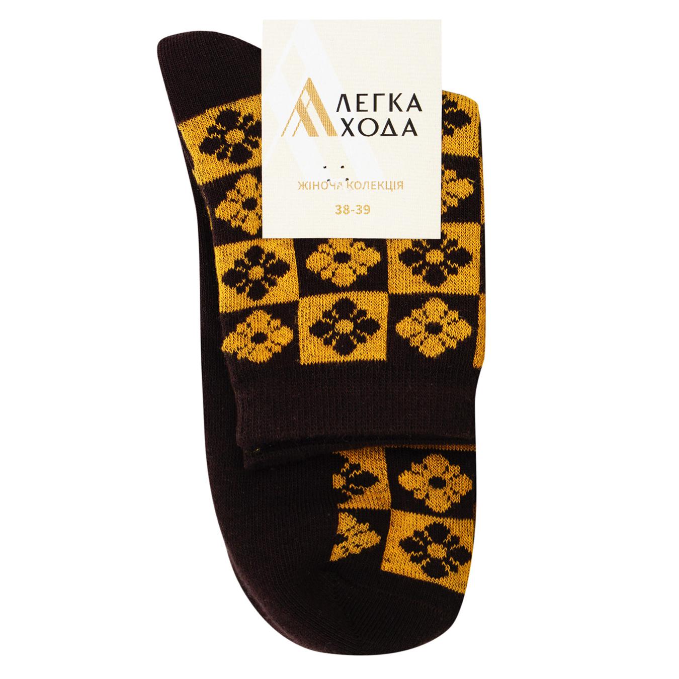 Women's socks Lekka Hoda brown-mustard size 25