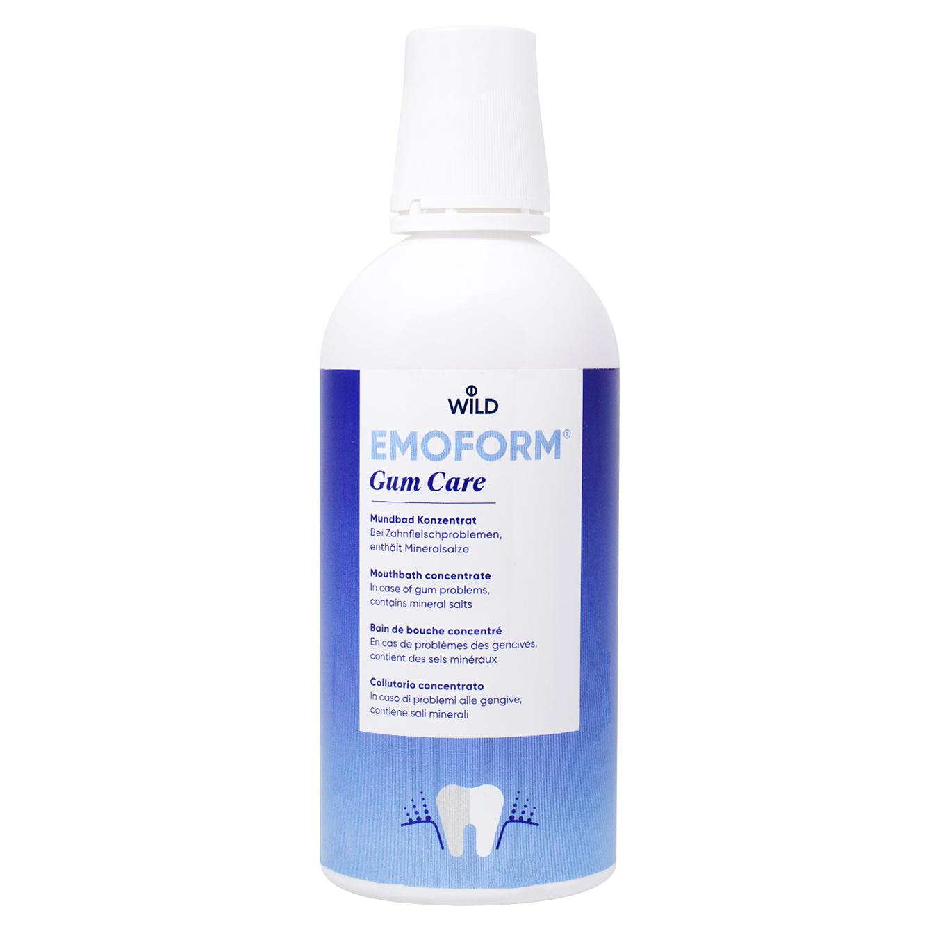 Emoform Gum Care mouth rinse with fluoride-free mineral salts for gum care