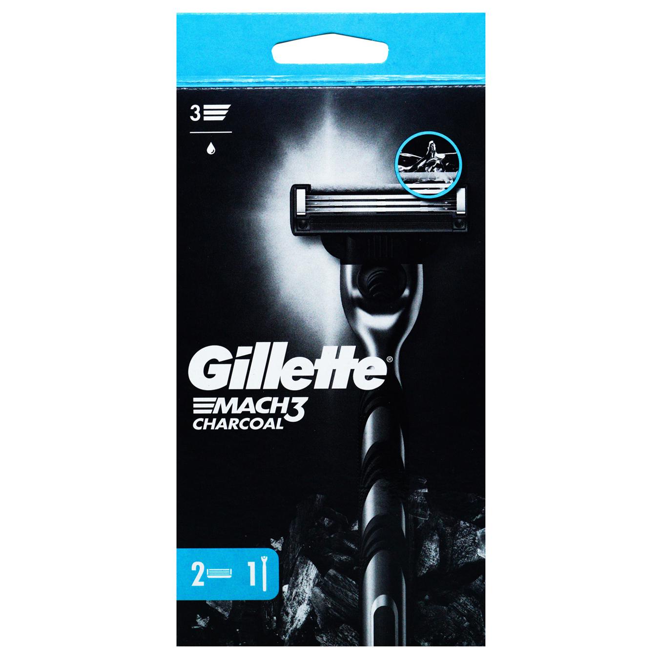 Бритва Gillette Charcoal Mach3 с 2 сменными кассетами 1шт