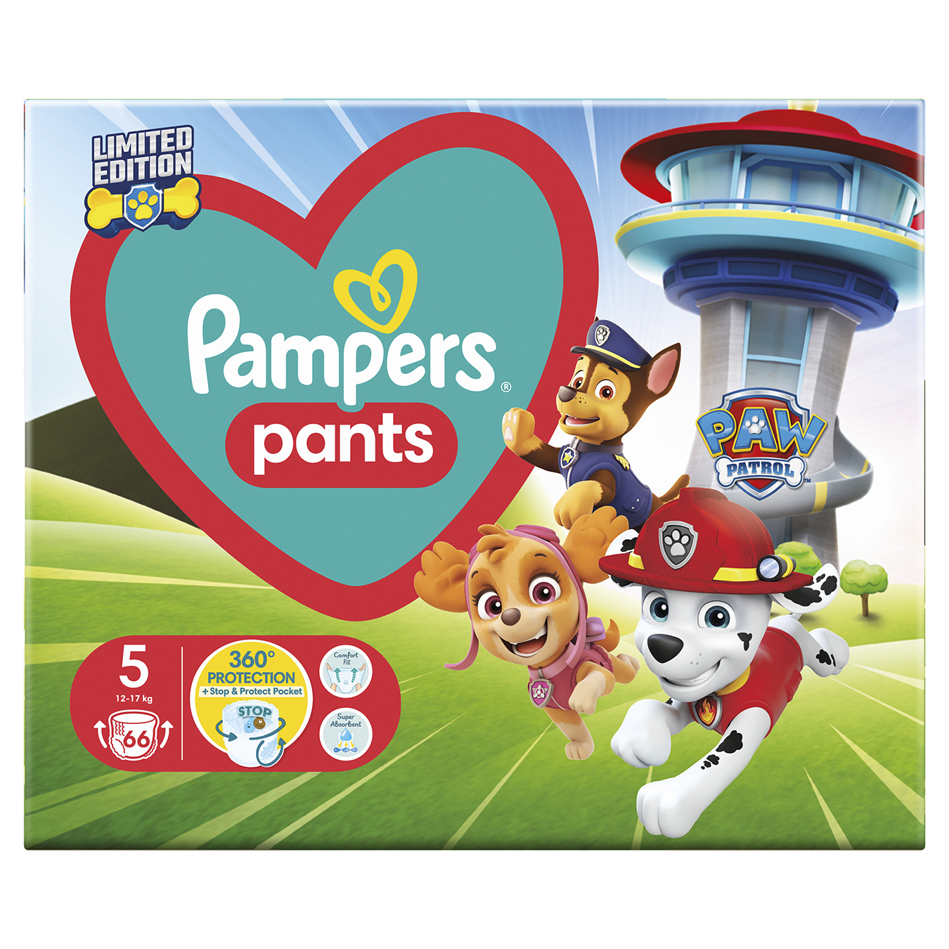 Diapers-panties Pampers paw patrol limedit children's disposable pants junior 12-17kg 66pcs
