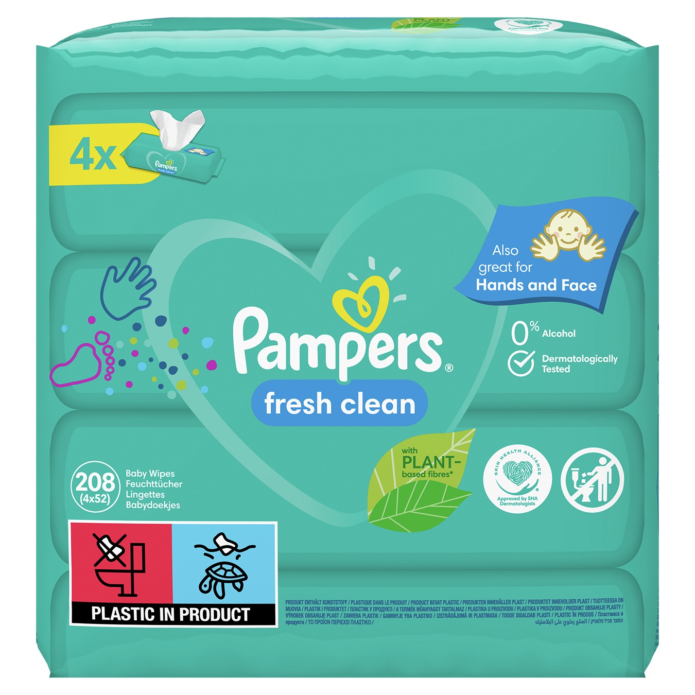 Серветки дитячі вологі Fresh Clean Pampers 4х52