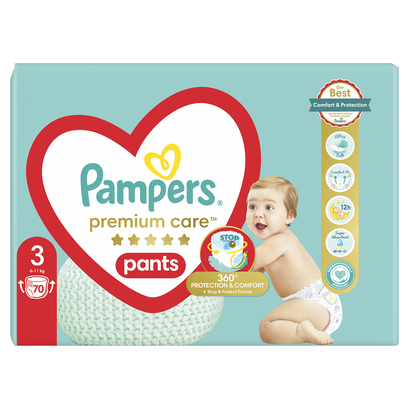 Pampers diapers-panties for children Premium Care Pants Midi 6-11 kg 70 pcs  ᐈ Buy at a good price from Novus