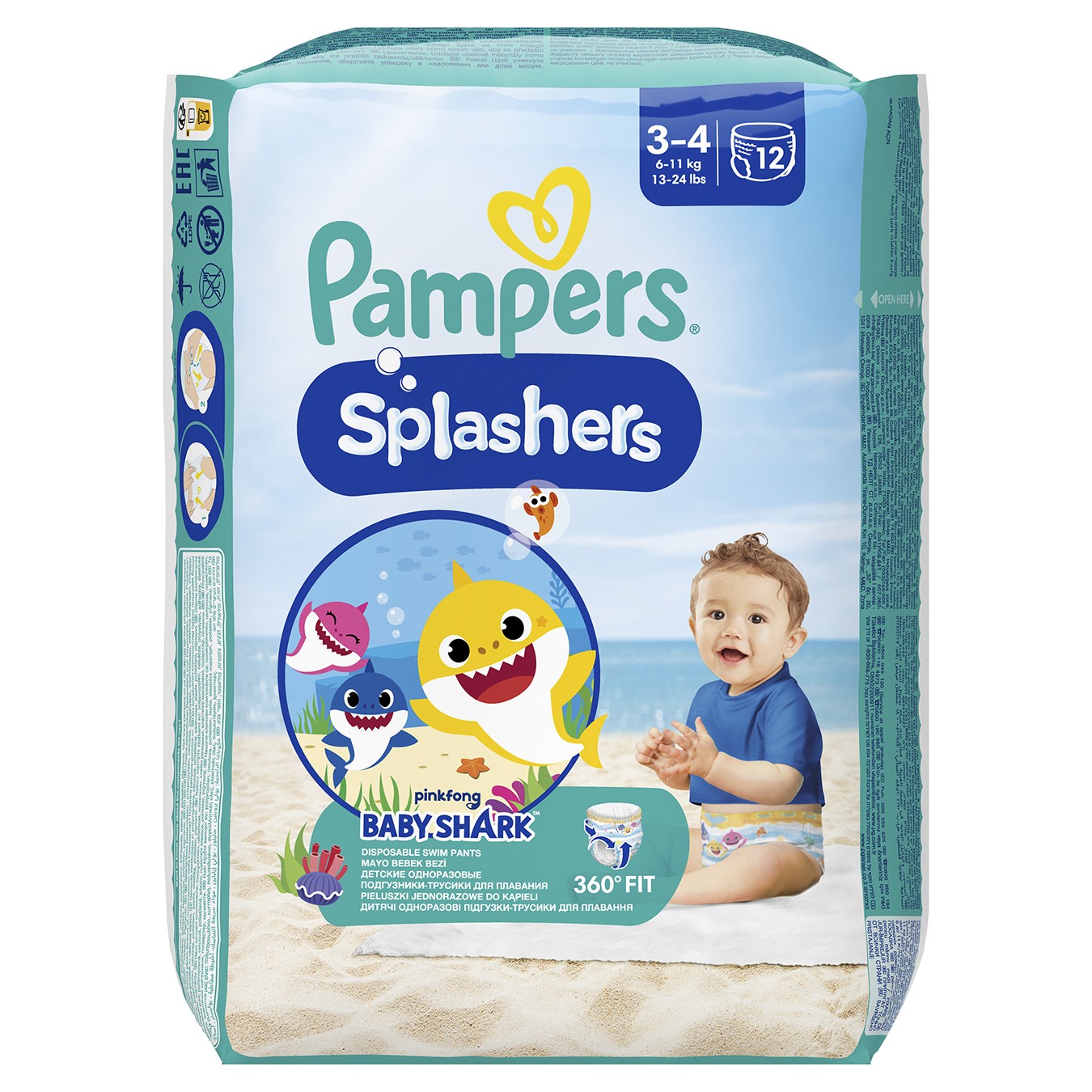 Pampers Splas hers Midi children's disposable swim diapers 6-11 kg