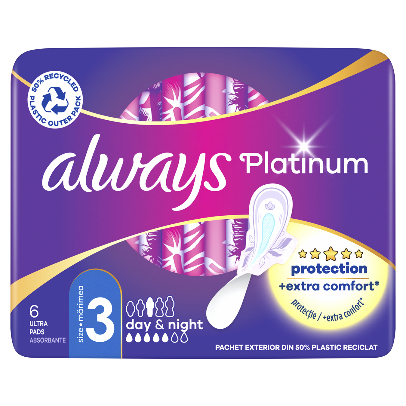 Always Ultra Platinum Night Duo Hygienical Pads 6 drops 6pcs