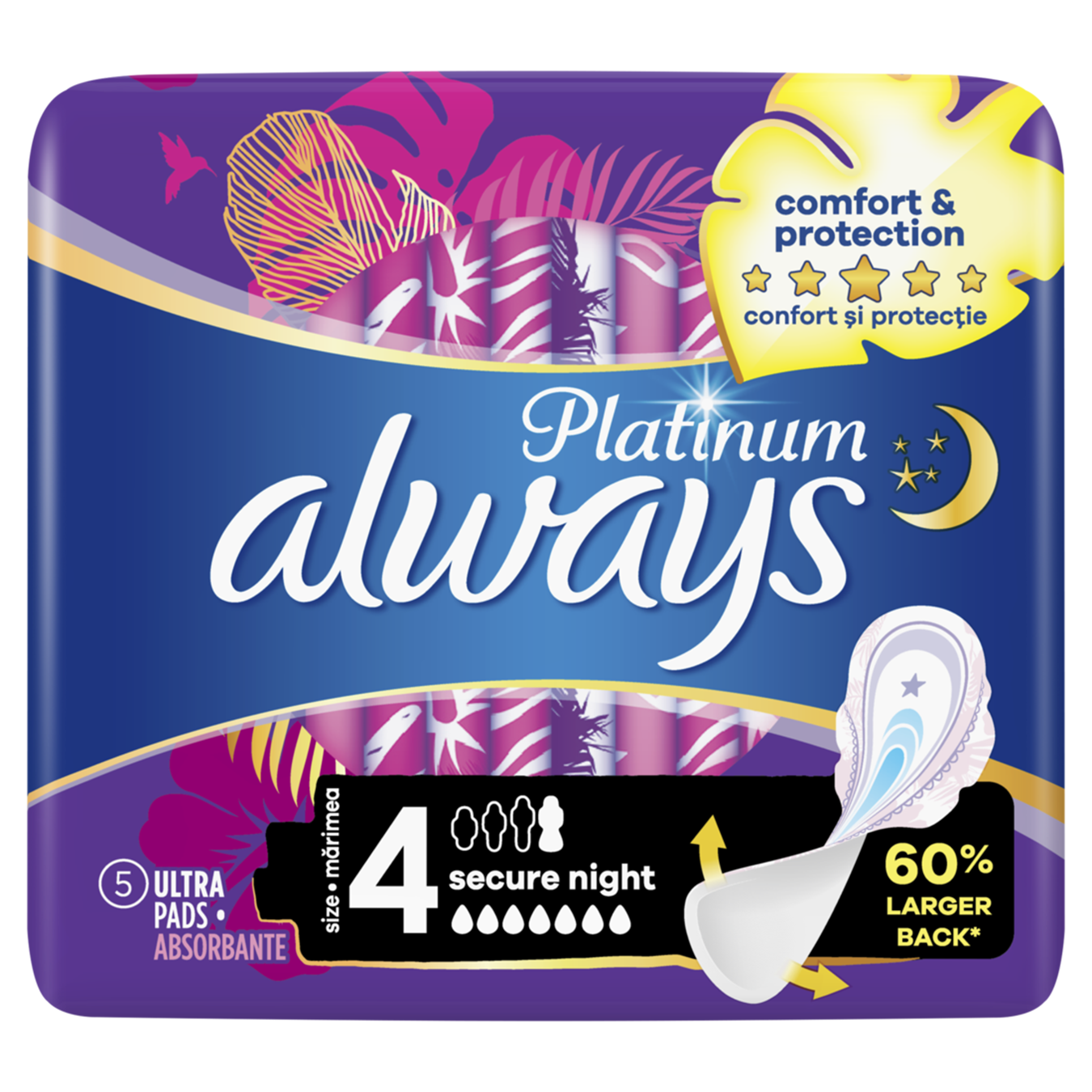 Always Platinum Ultra Secure Night Pads 7 drops 5pcs