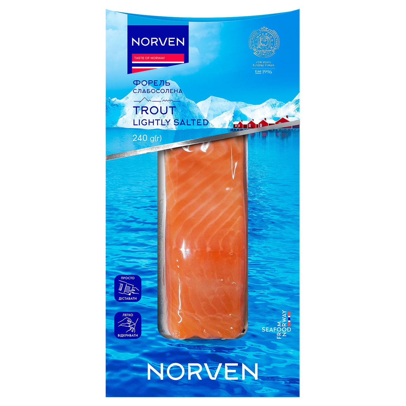 Форель Norven слабосоленая филе-кусок 240г