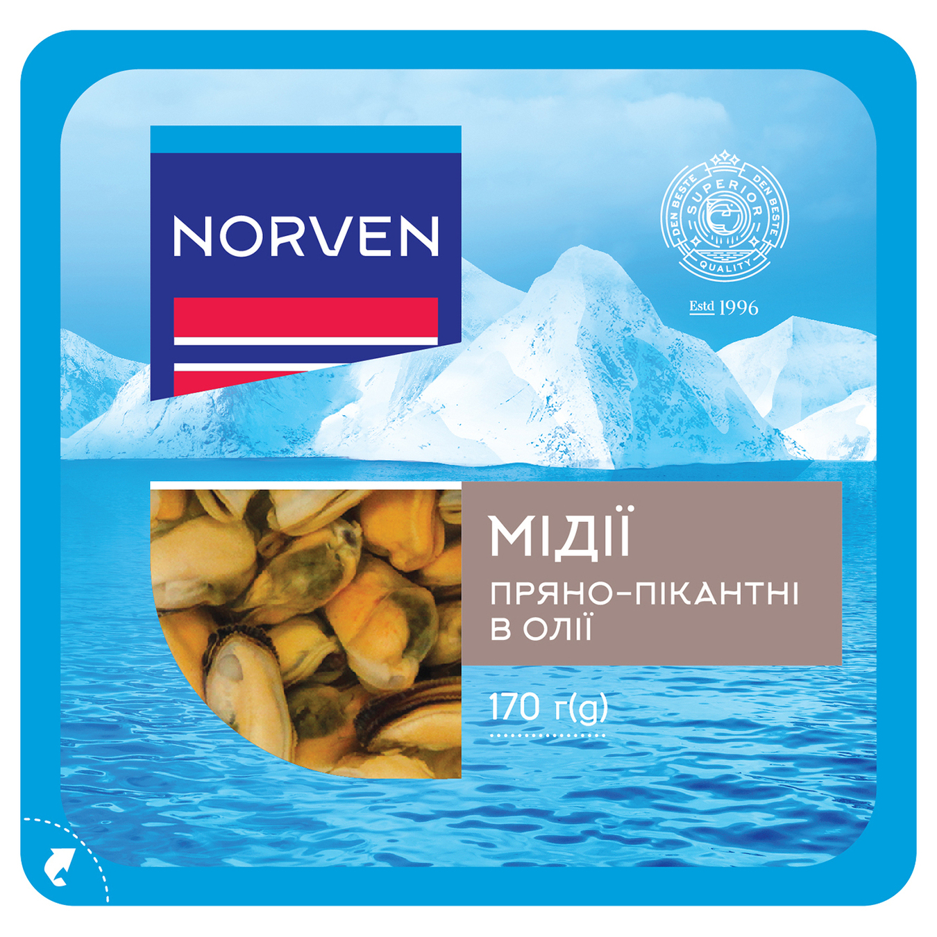 Мідії Norven пряно-пікантні в олії 170г