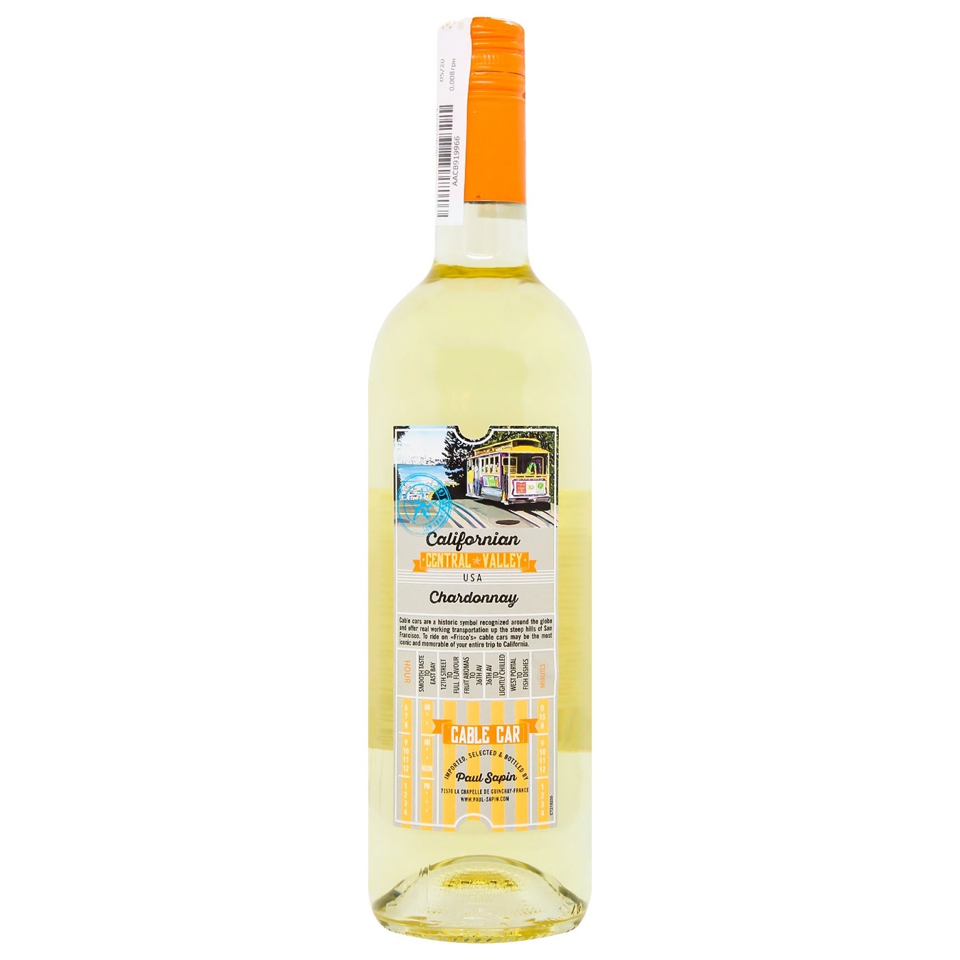 Вино Cable Car Chardonnay VIS белое сухое 12,5% 0,75л